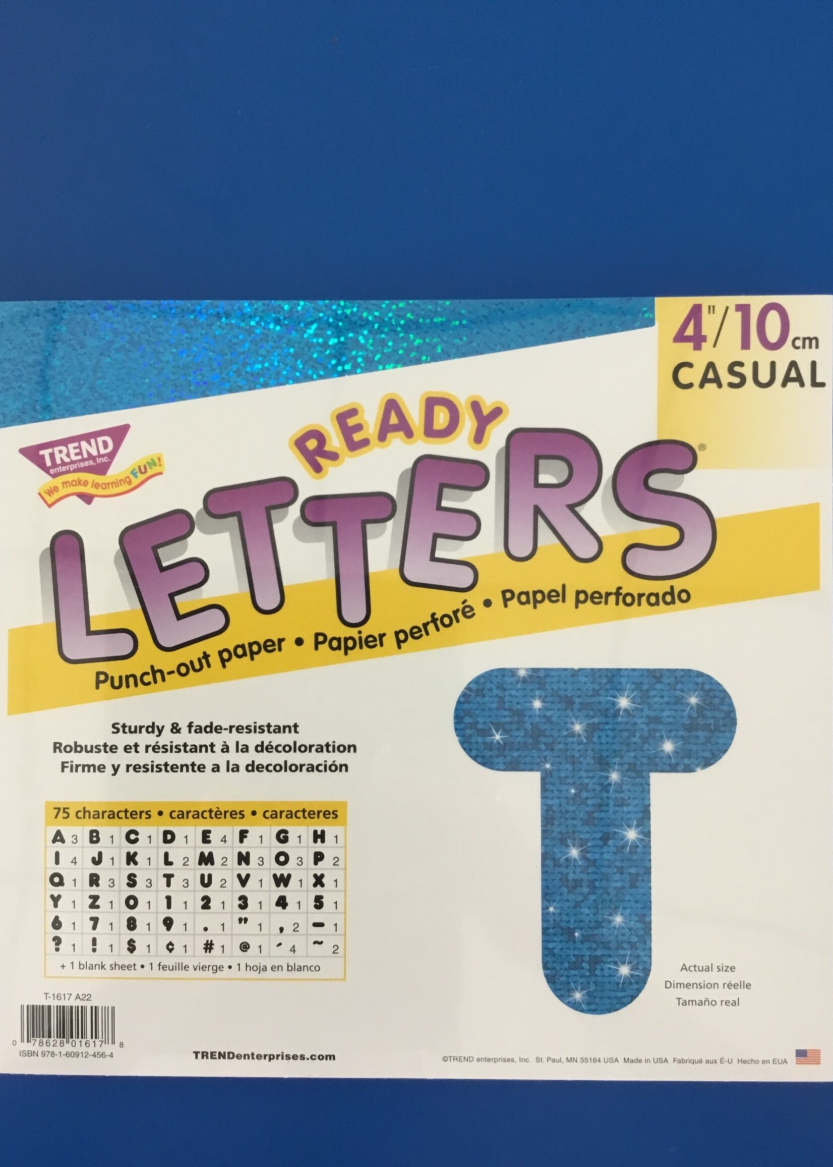 4" Sparkle Blue Casual Letters 75pc