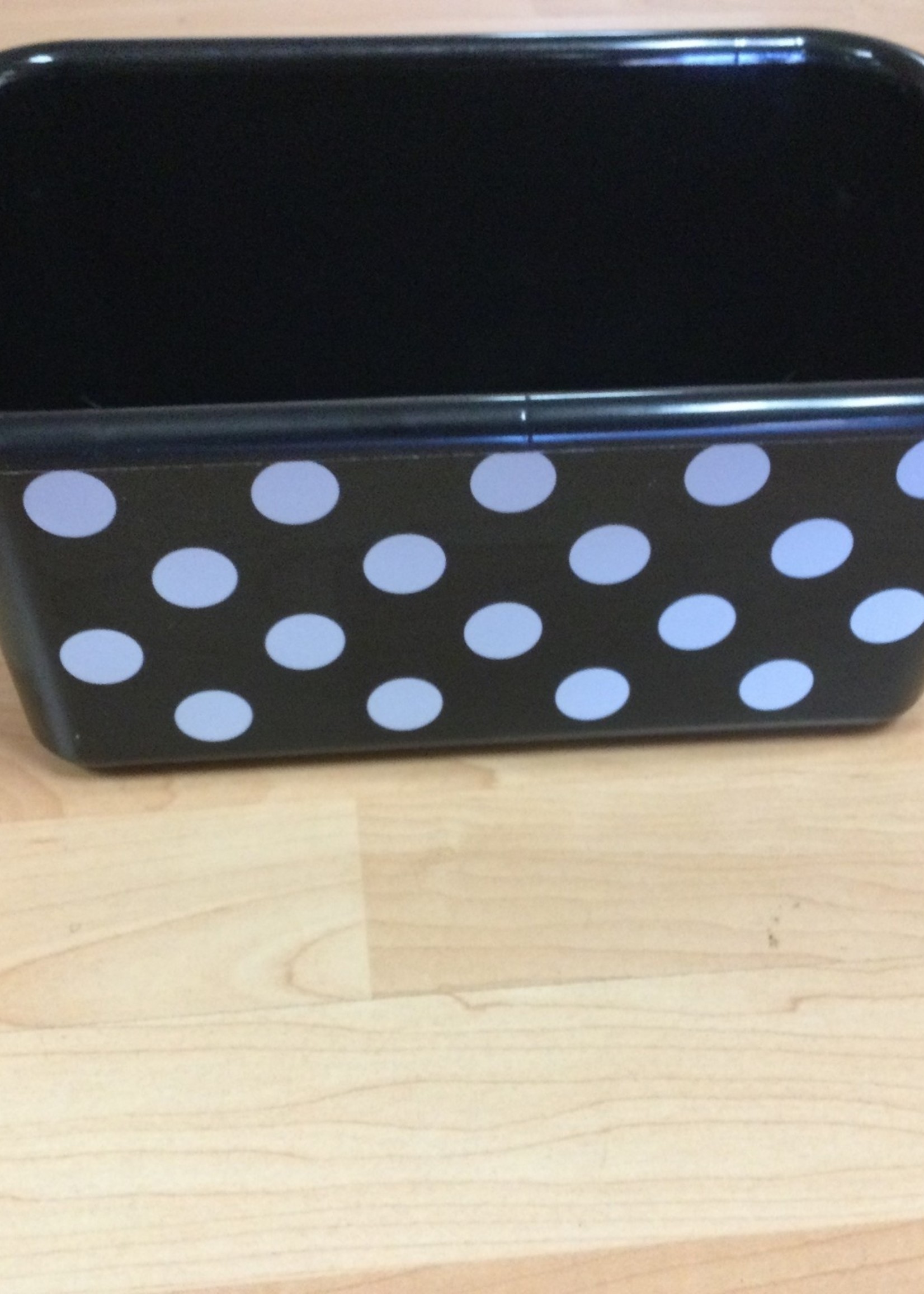 Small White Polka Dots on Black Storage Bin