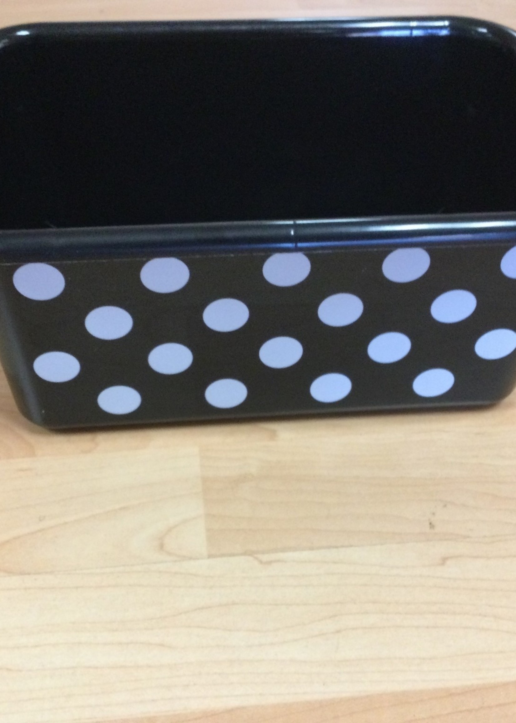 White Polka Dots on Black Small Storage Bin