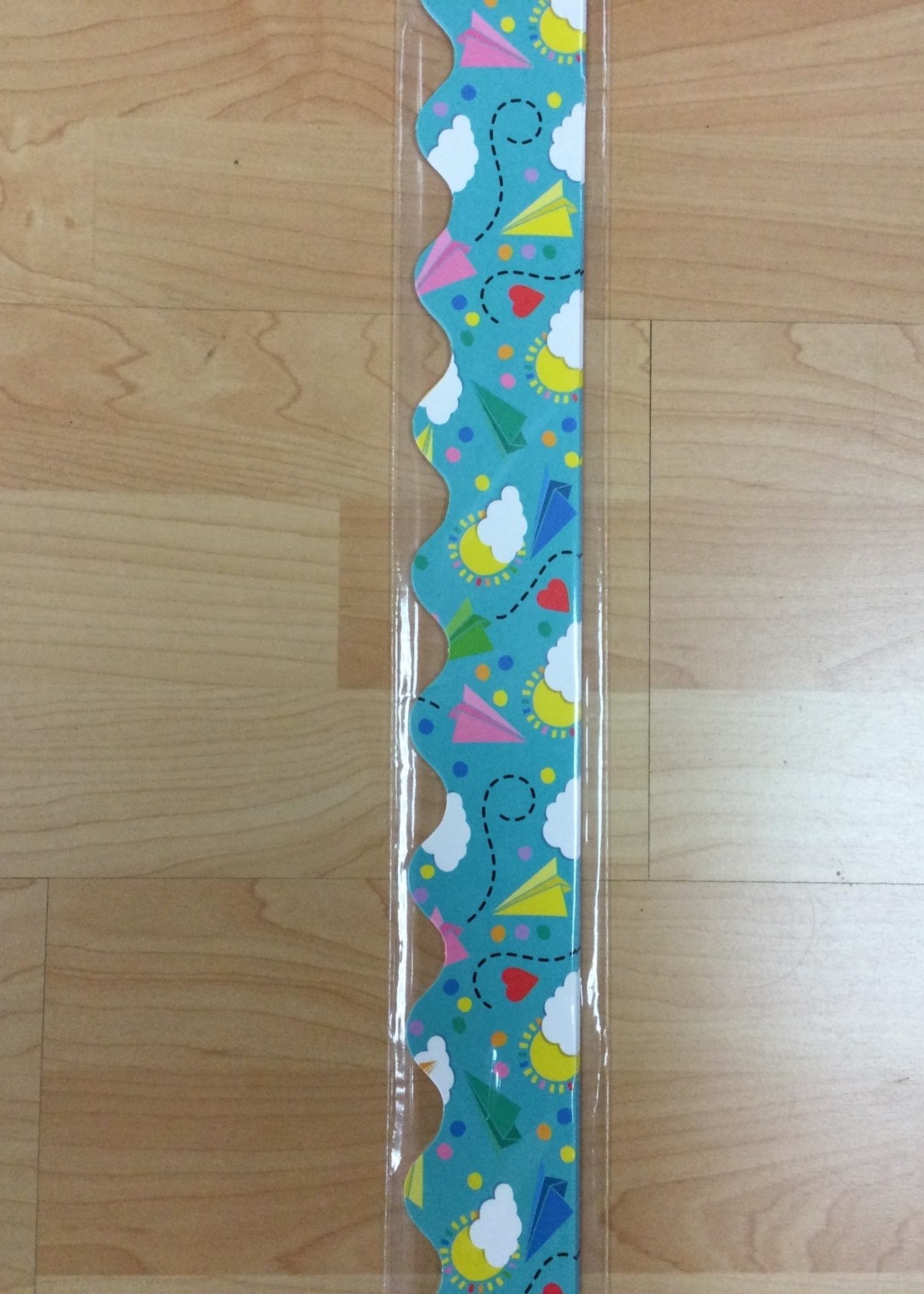 Happy Place Paper Airplanes Scalloped Border 39'