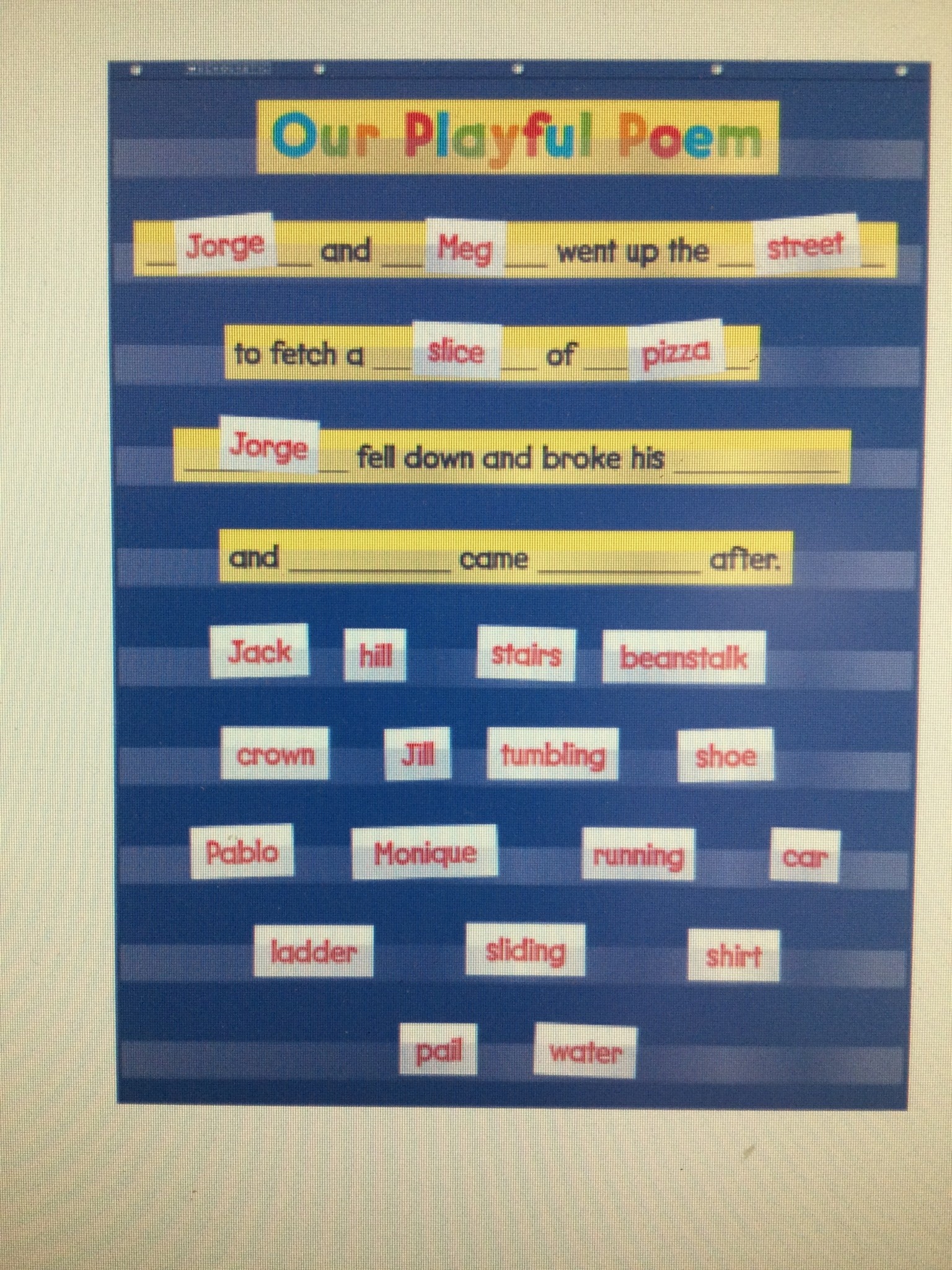 Standard Blue Pocket Chart School Spot