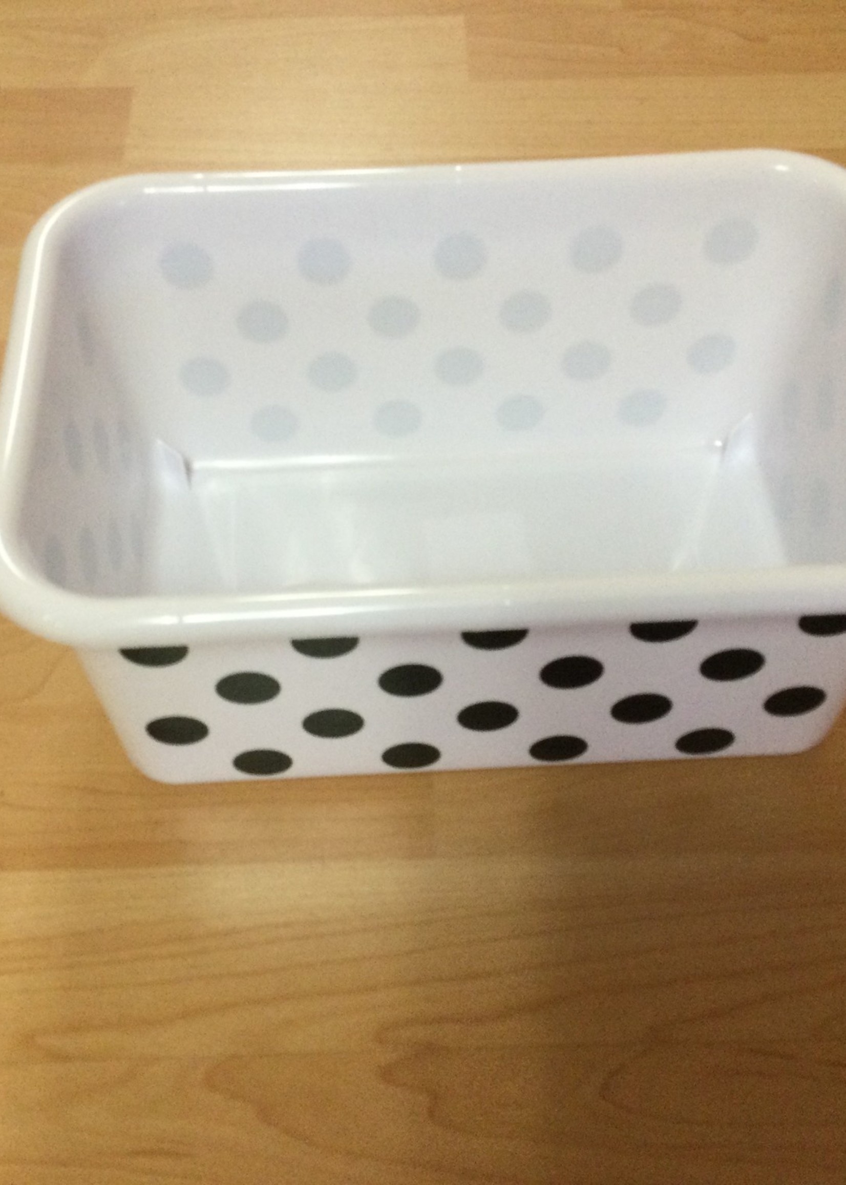 Small Black Polka Dots on White Storage Bin