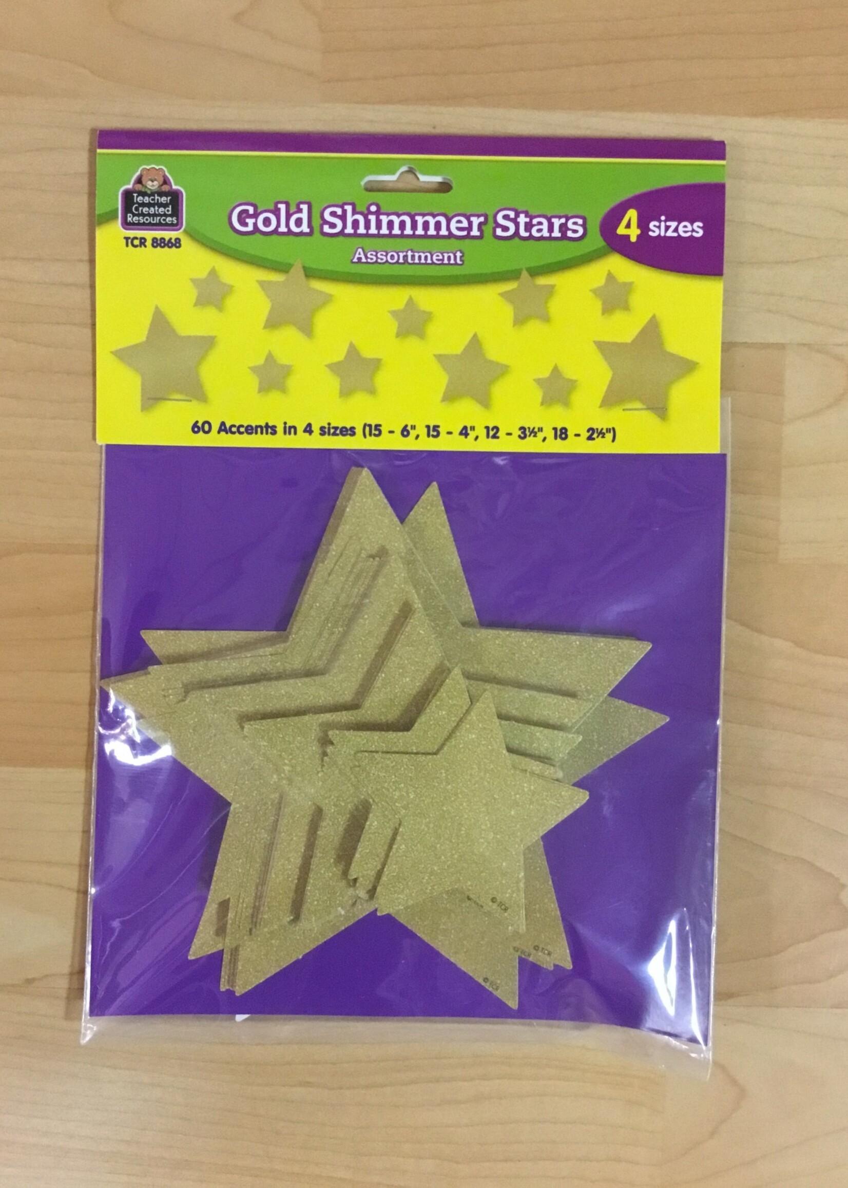 Gold Shimmer Stars  Cutouts Assortment 60pc