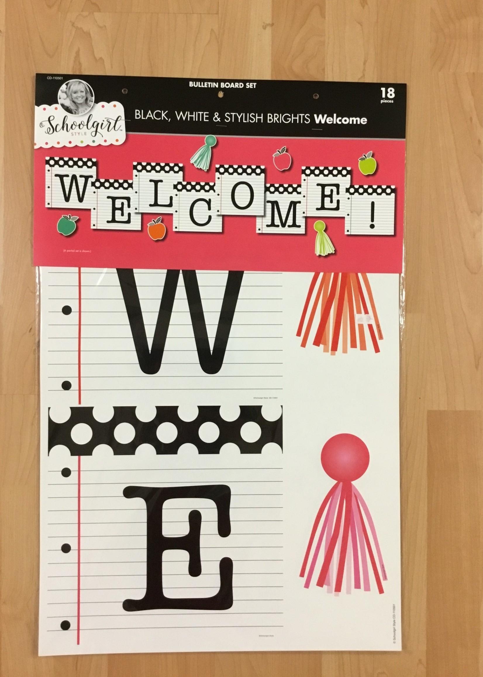 Schoolgirl Style Black, White & Stylish Brights Welcome Bulletin Board Set
