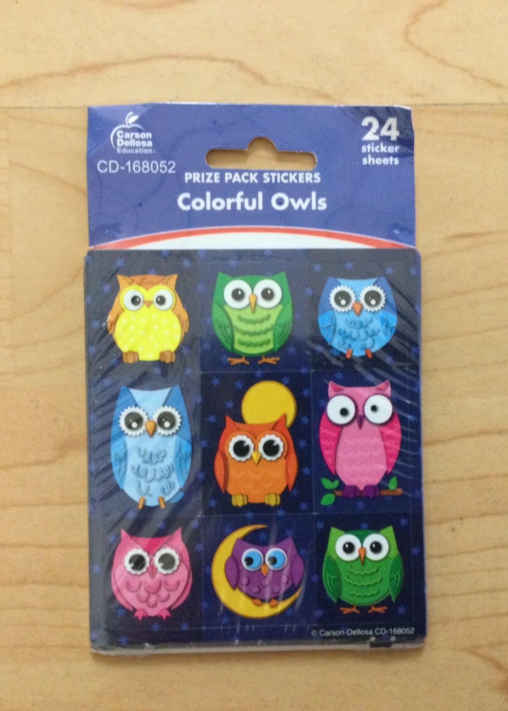 Colorful Owls Prize Pack Stickers 24 sheets