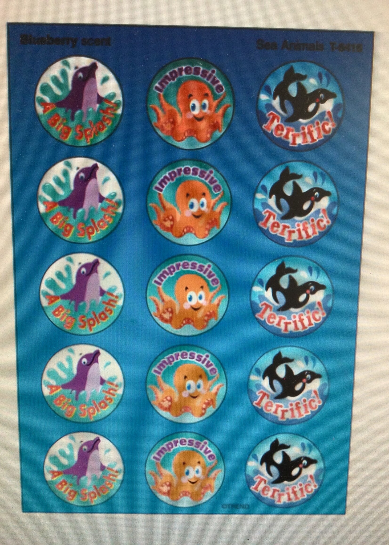 Sea Animals Blueberry Scented Stickers