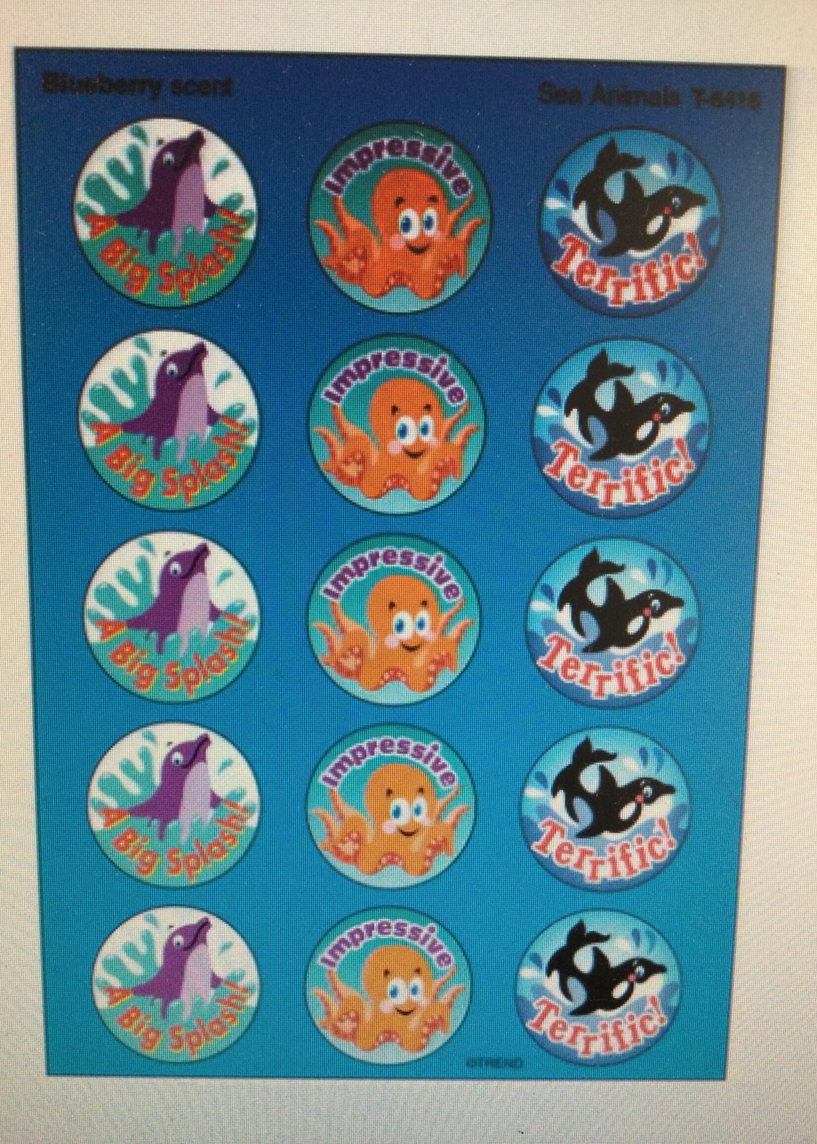 Sea Animals Blueberry Scratch 'n Sniff Scented Stickers 60pc