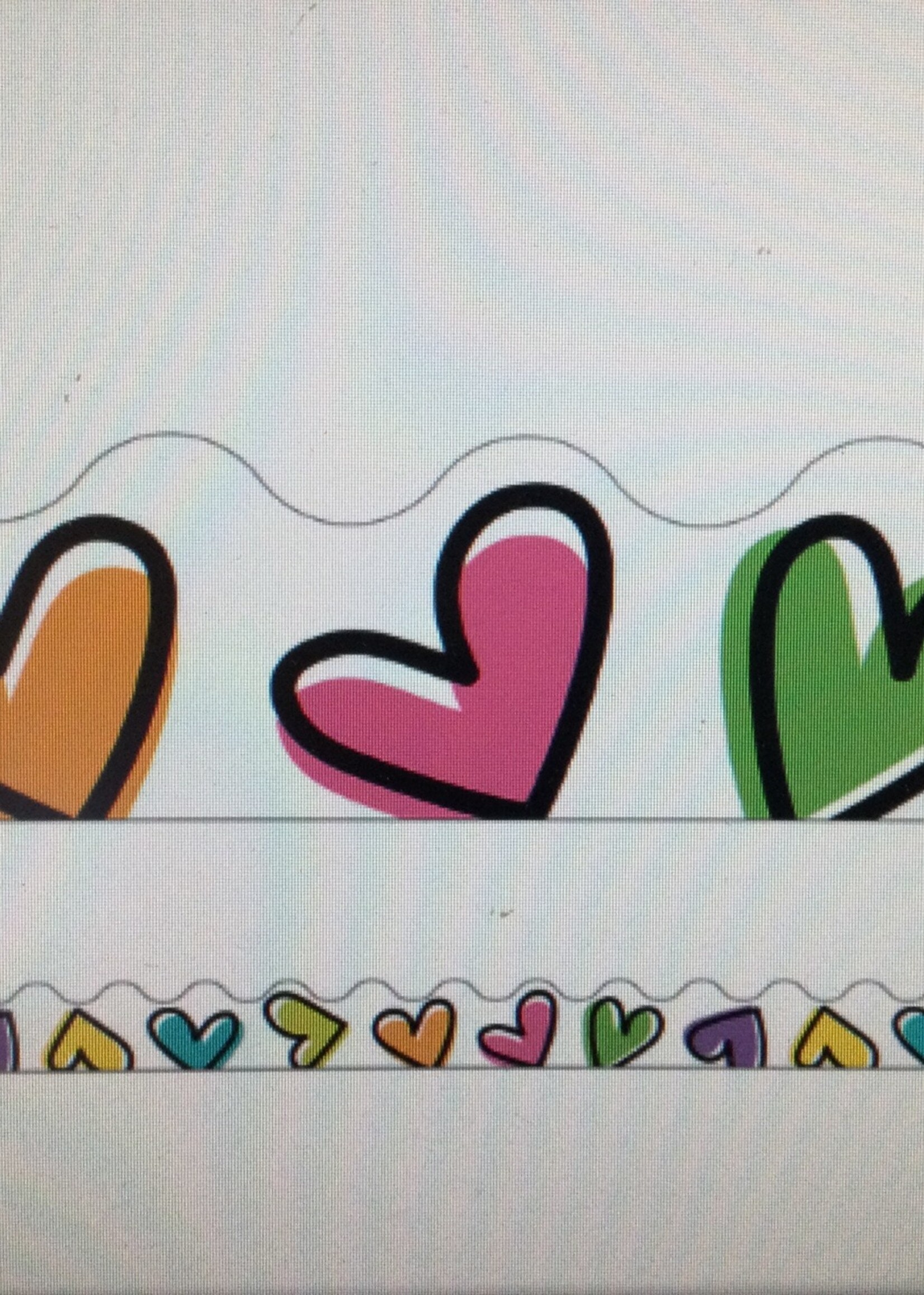 Kind Vibes Doodle Hearts Scalloped Border