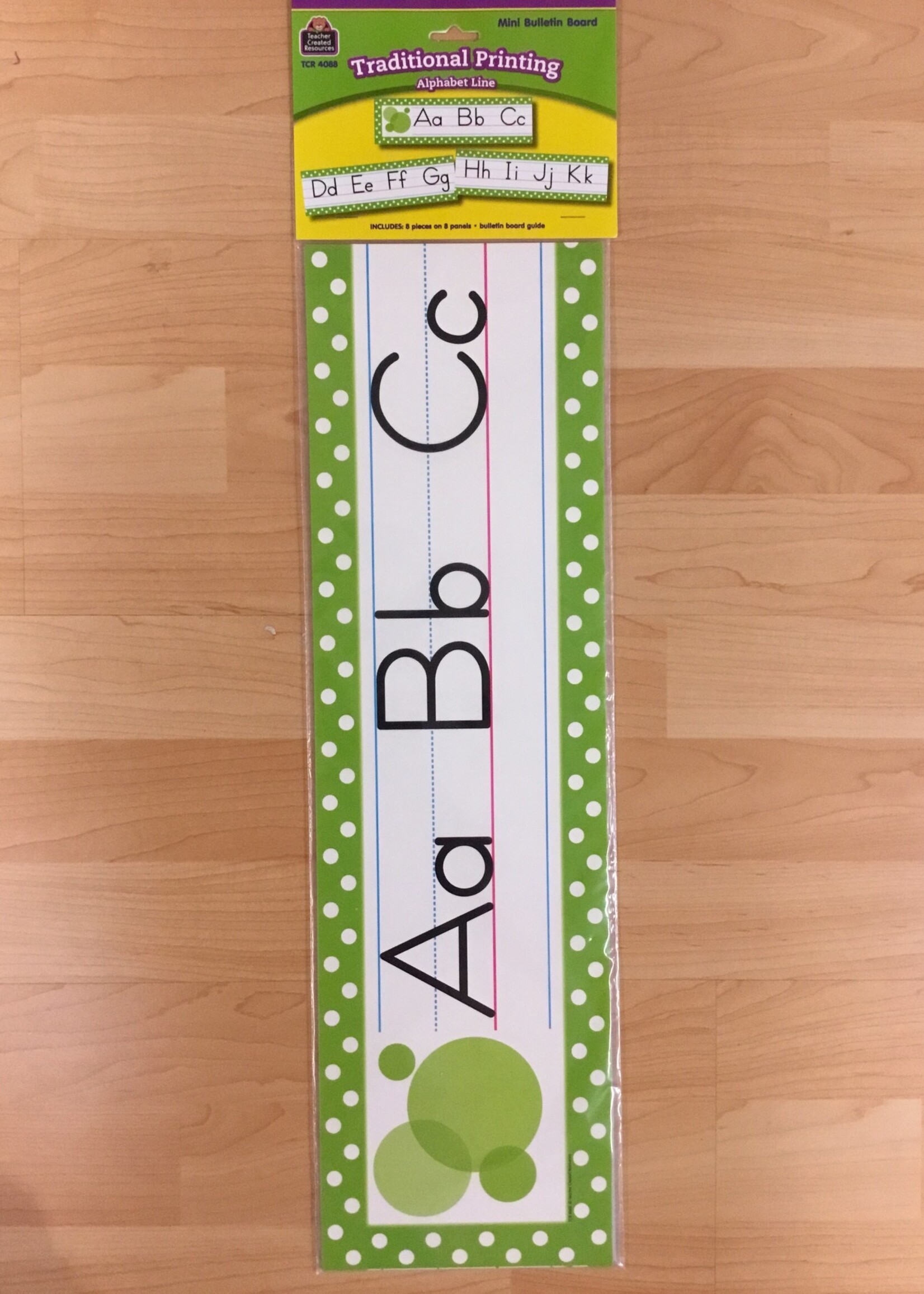 Lime Polka Dot Manuscript Alphabet Line