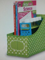 Lime Polka Dot Book Bin