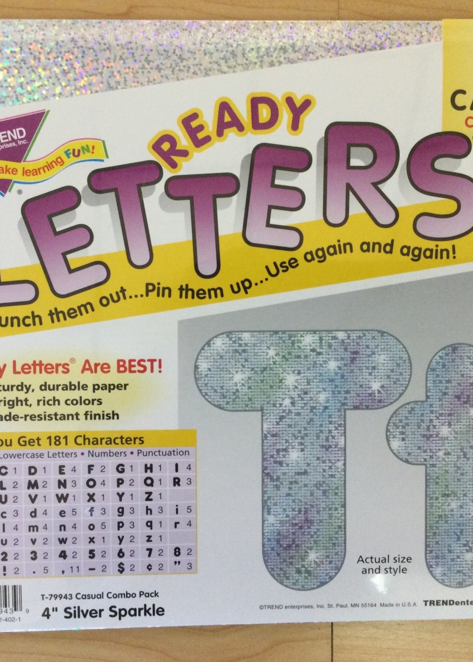 Silver Sparkle 4" Casual Letter Combo Pack