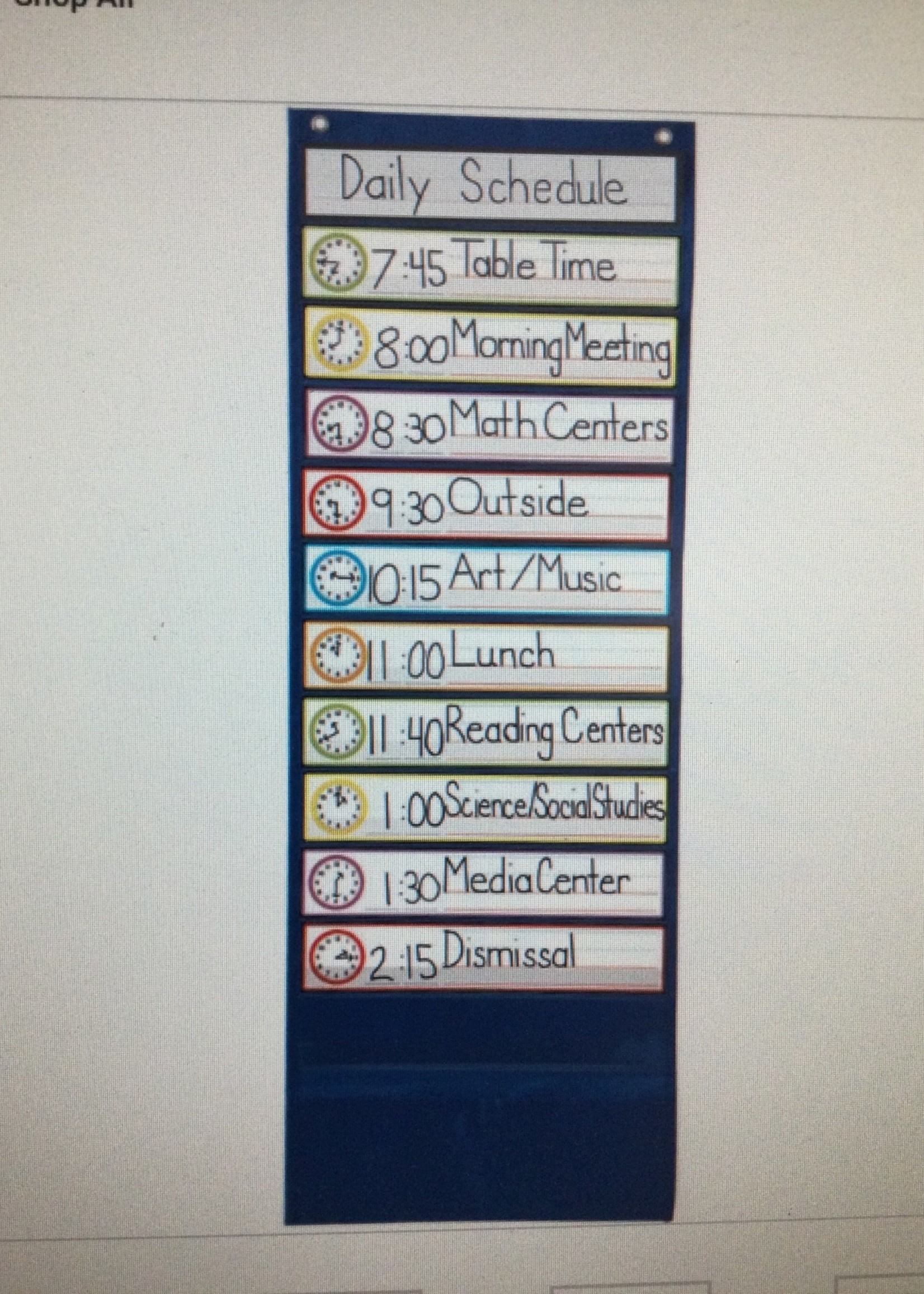 Deluxe Scheduling Pocket Chart with 15 Cards