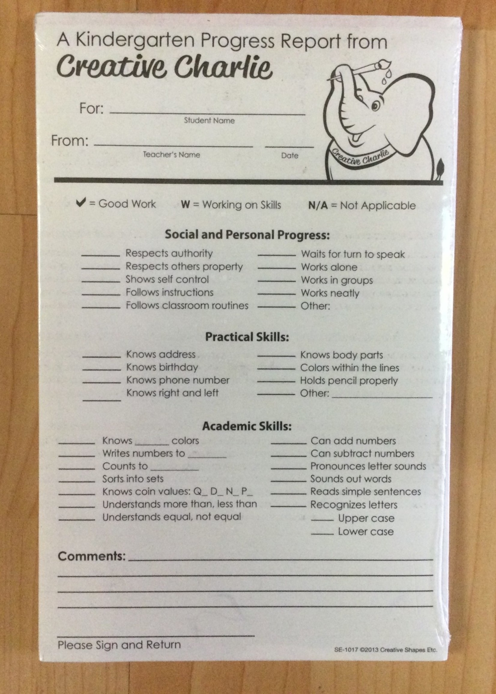 Duplicate Kindergarten Progress Notes 50 forms