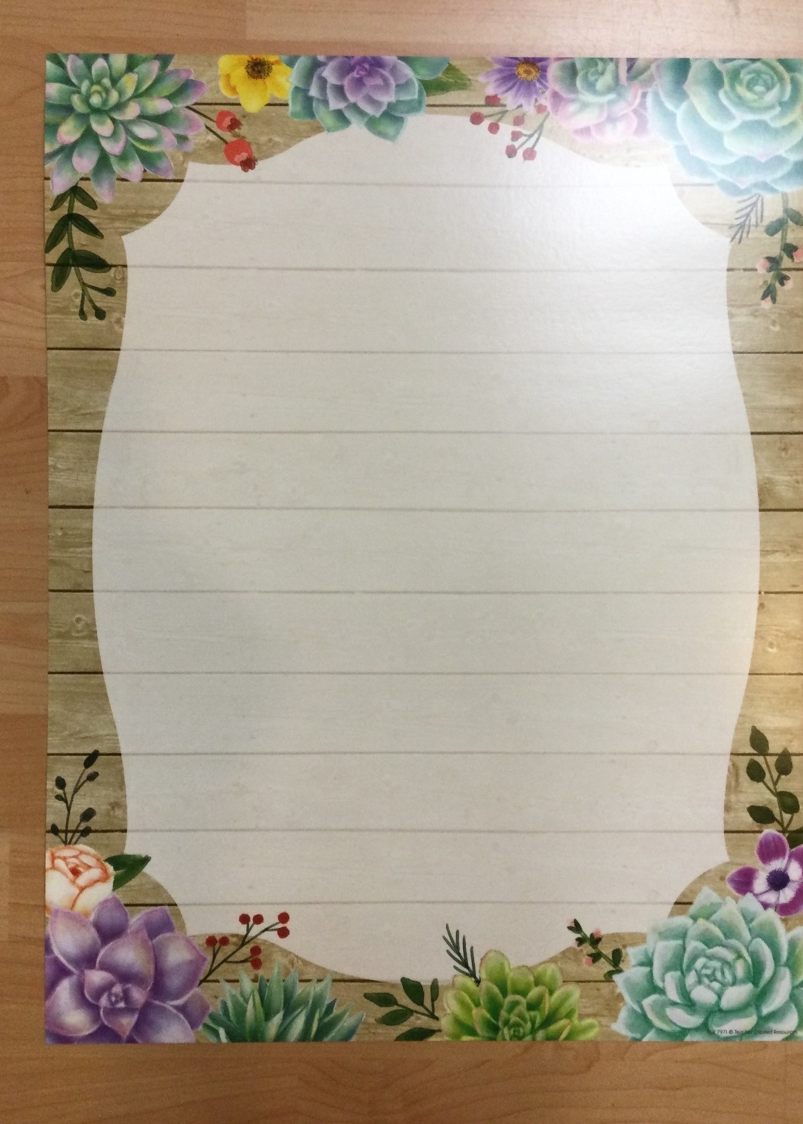 Rustic Bloom Succulents Lined Chart