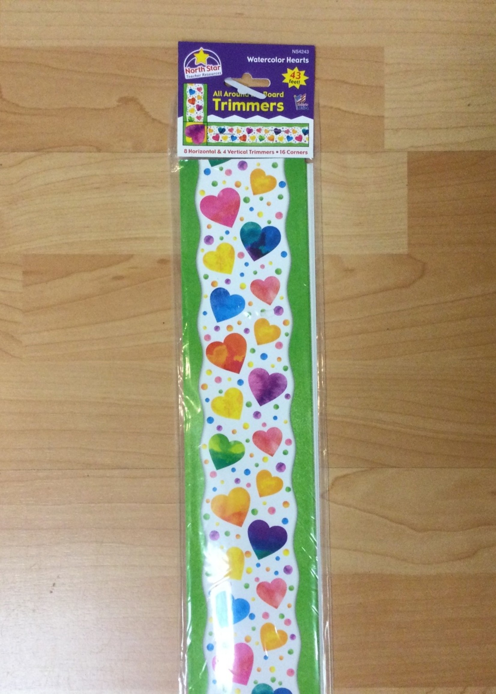 Watercolor Hearts Border 43'