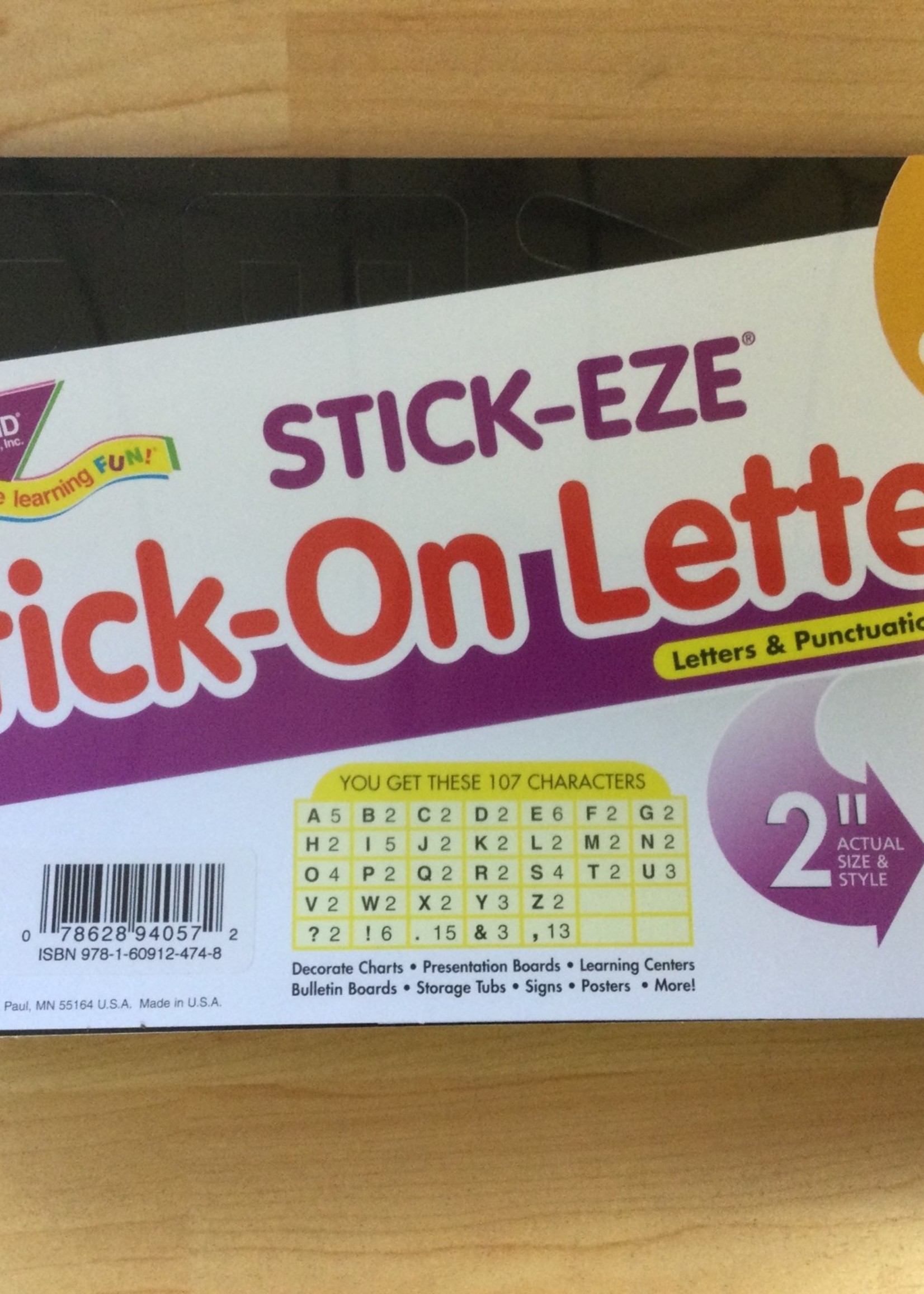 Black 2" Stick-Eze Letters 107pc