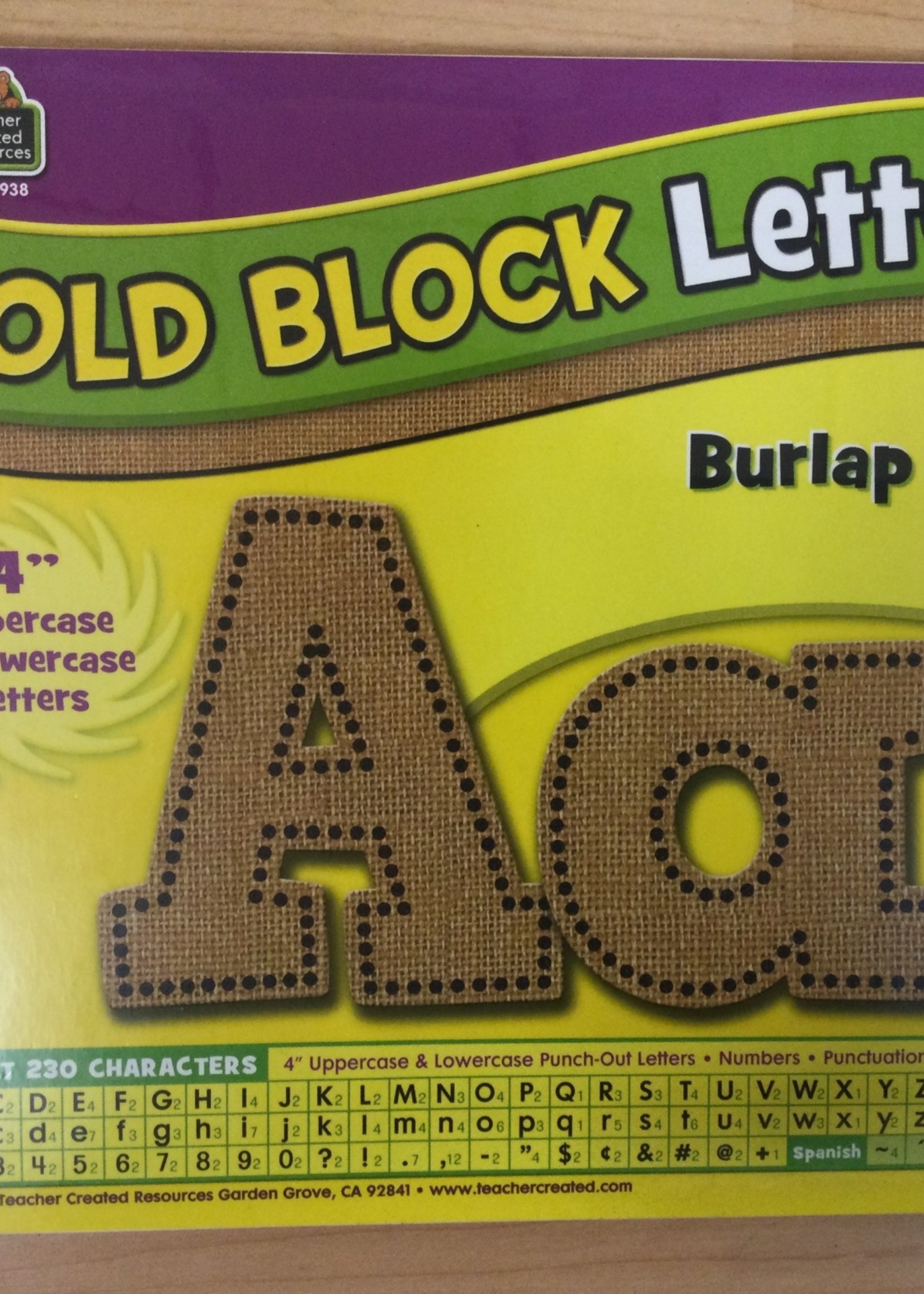 Burlap 4" Bold Block Letters 230pc