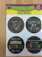 Chalkboard Birthday Badges 32pc