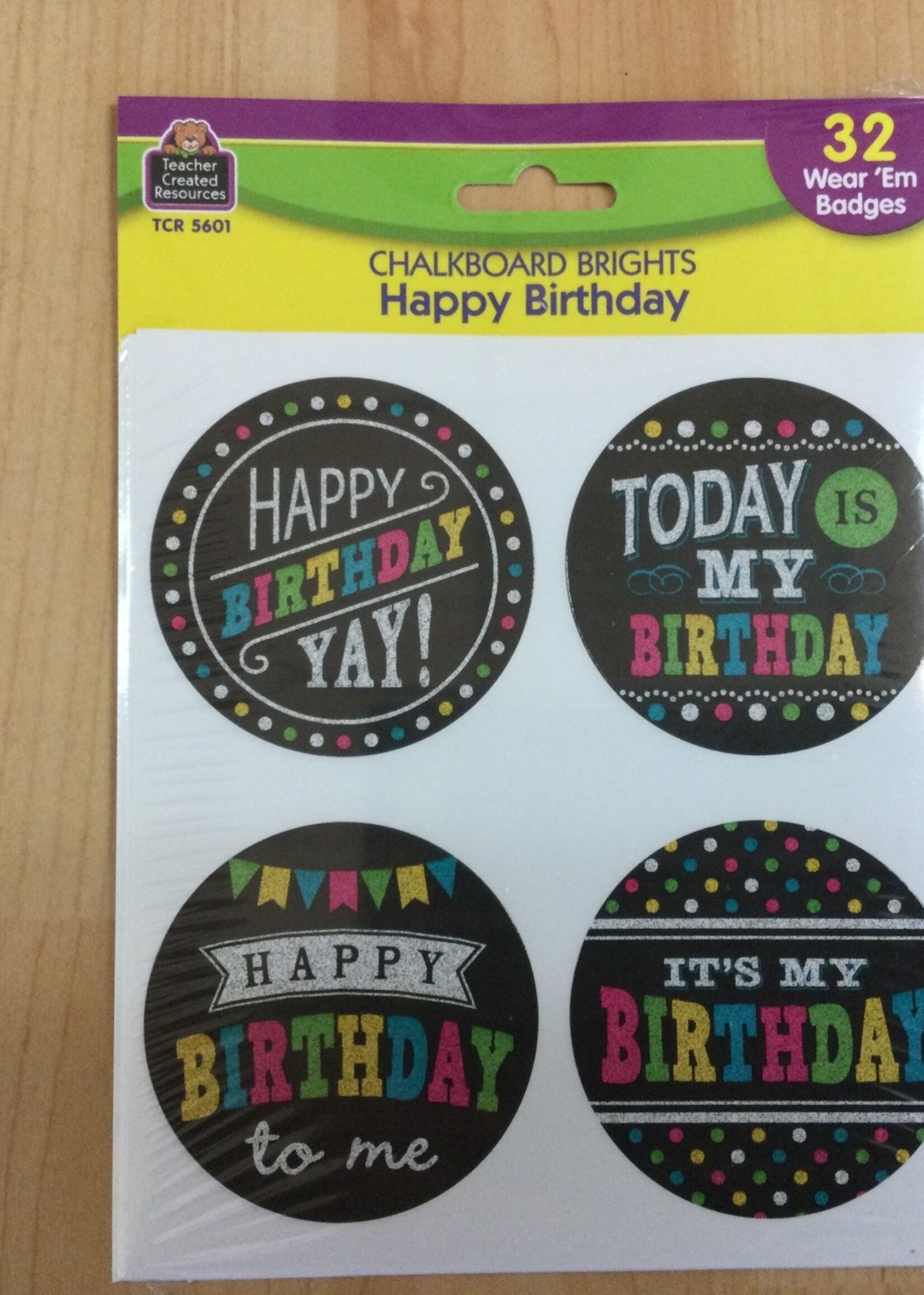 Chalkboard Birthday Badges 32pc