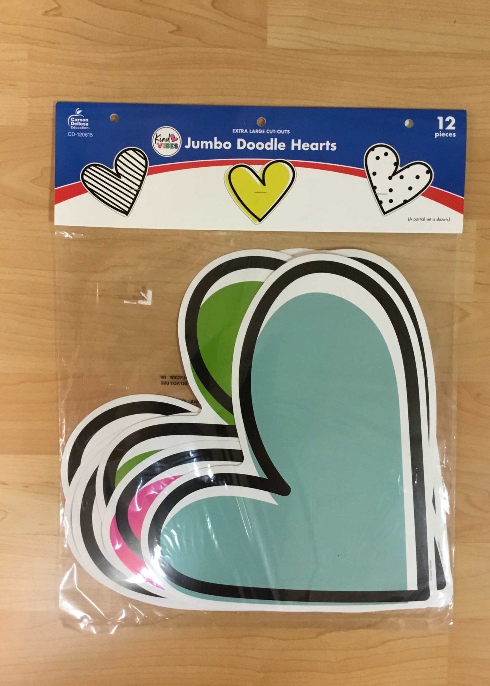 Jumbo Doodle Hearts Kind Vibes Cutouts 12pc