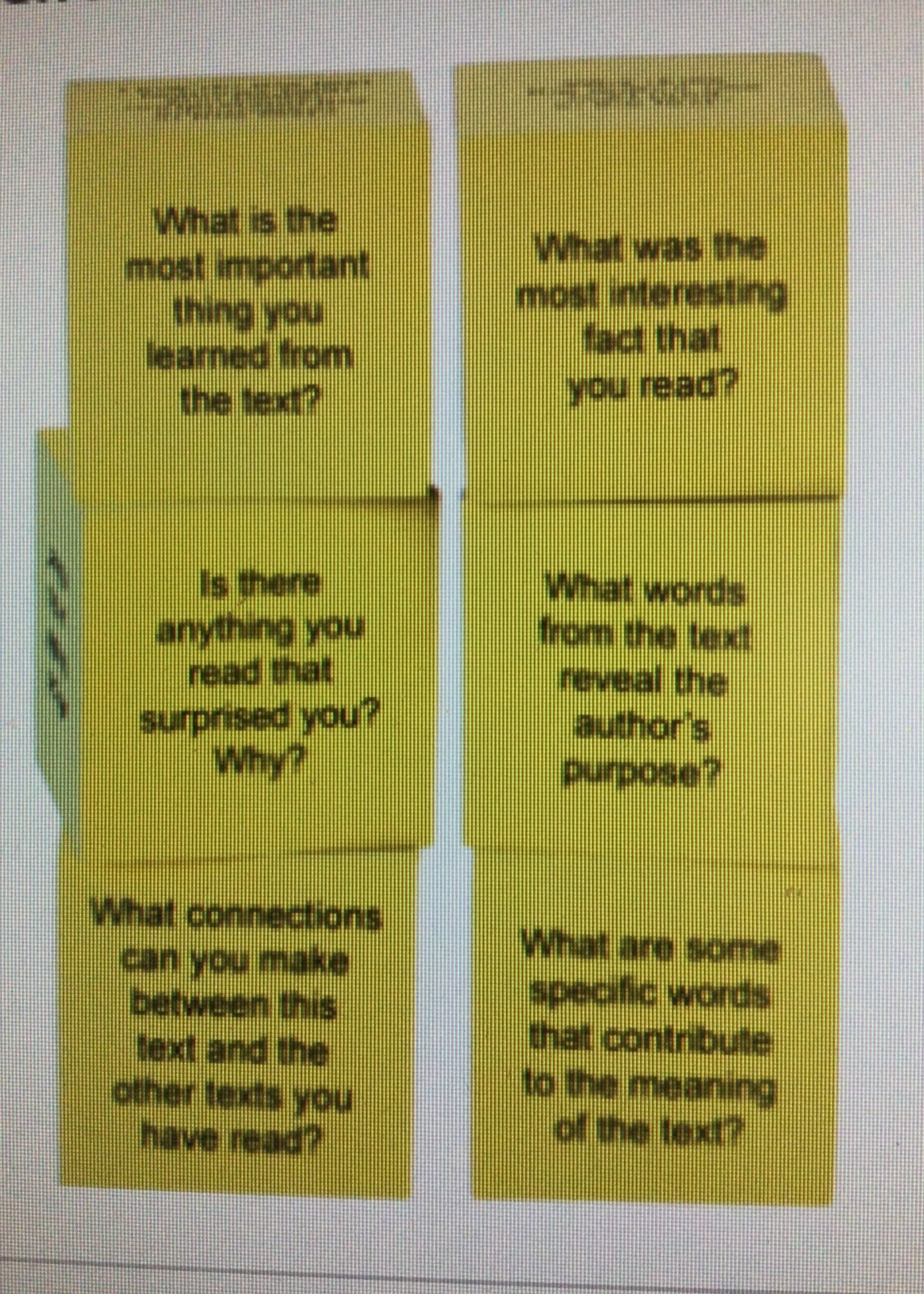 Nonfiction Reading Comprehension Cubes