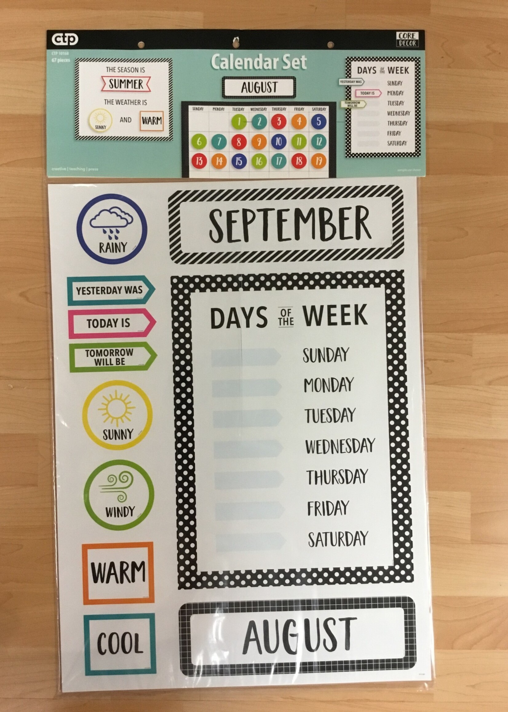 Core Decor Calendar Set Bulletin Board