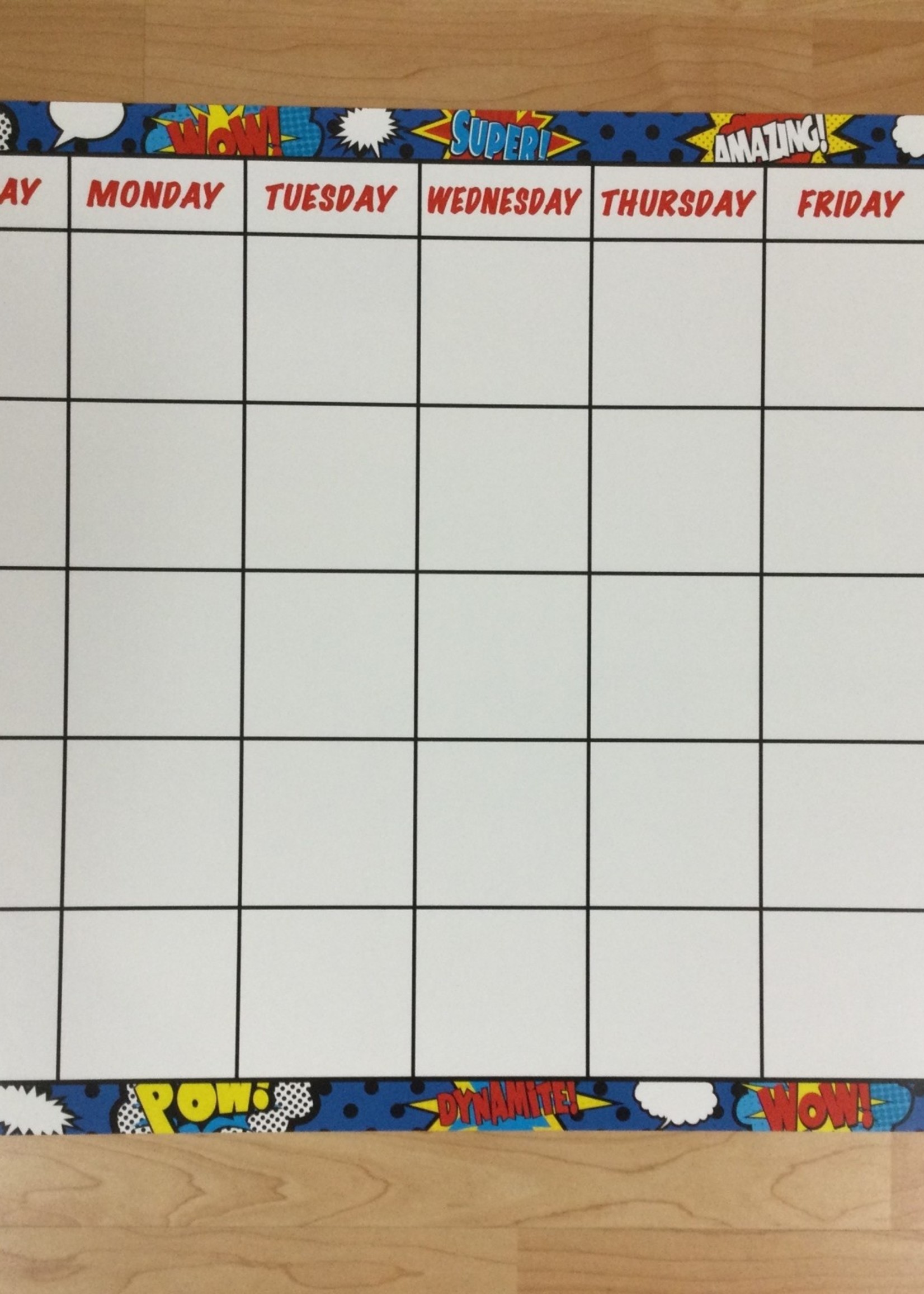 Superhero Calendar Chart