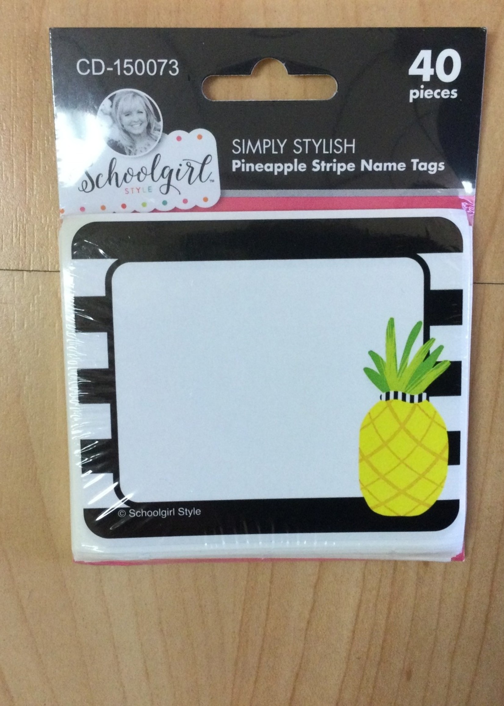 Schoolgirl Style Pineapple Stripe Name Tags