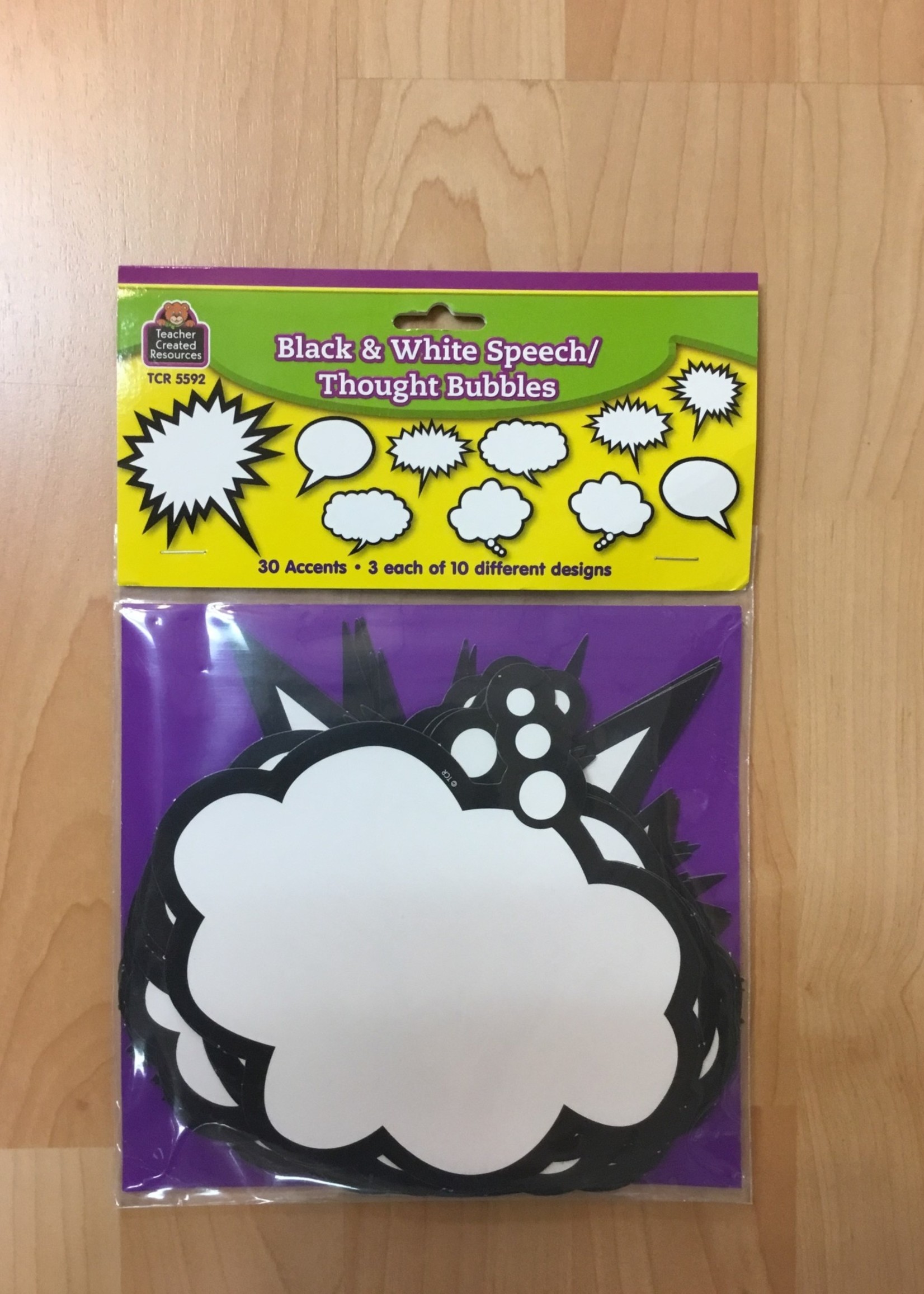 Black & White Speech/Thought Bubbles Cutouts 30pc