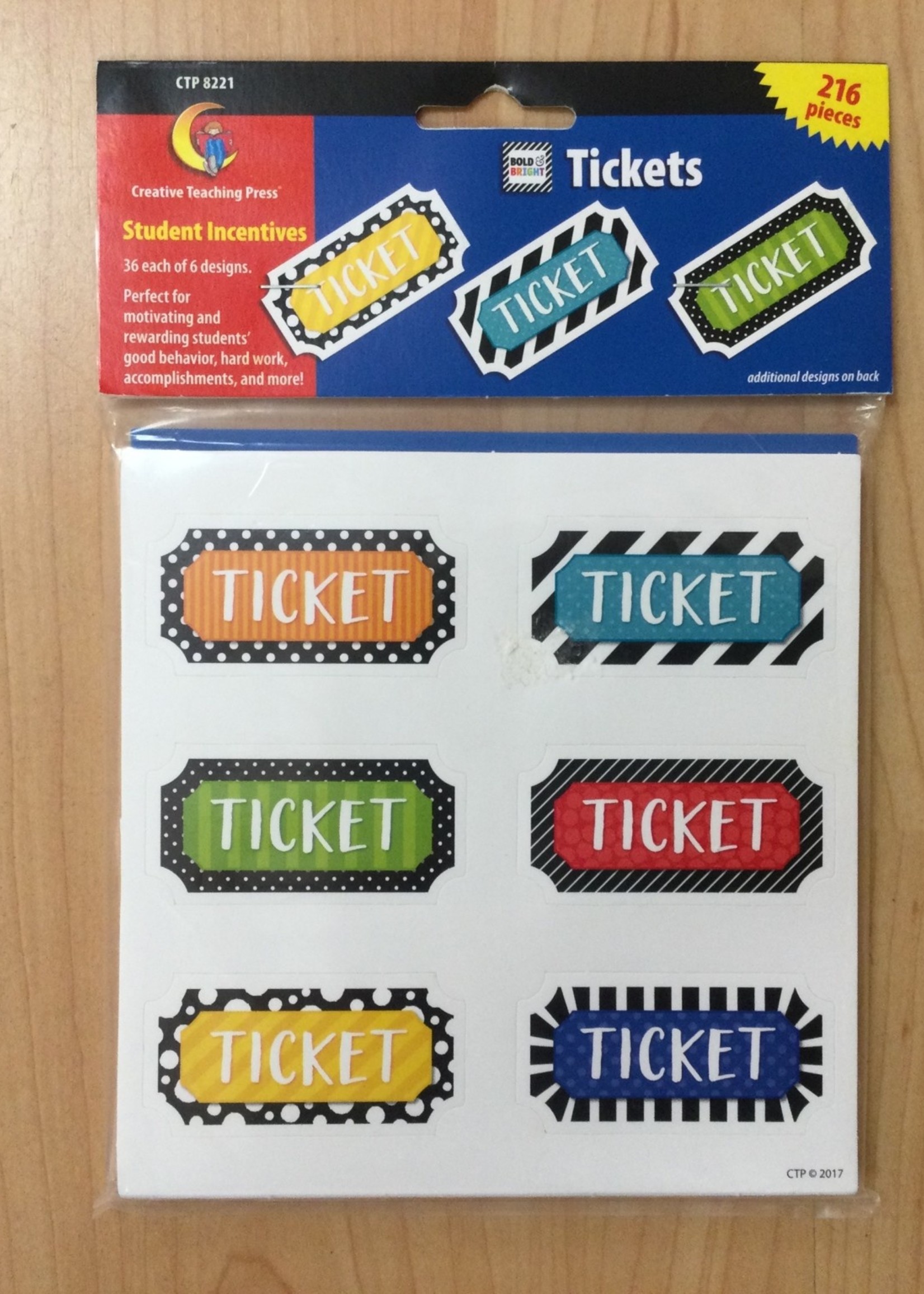 Bold & Bright Tickets Cutouts 216pc