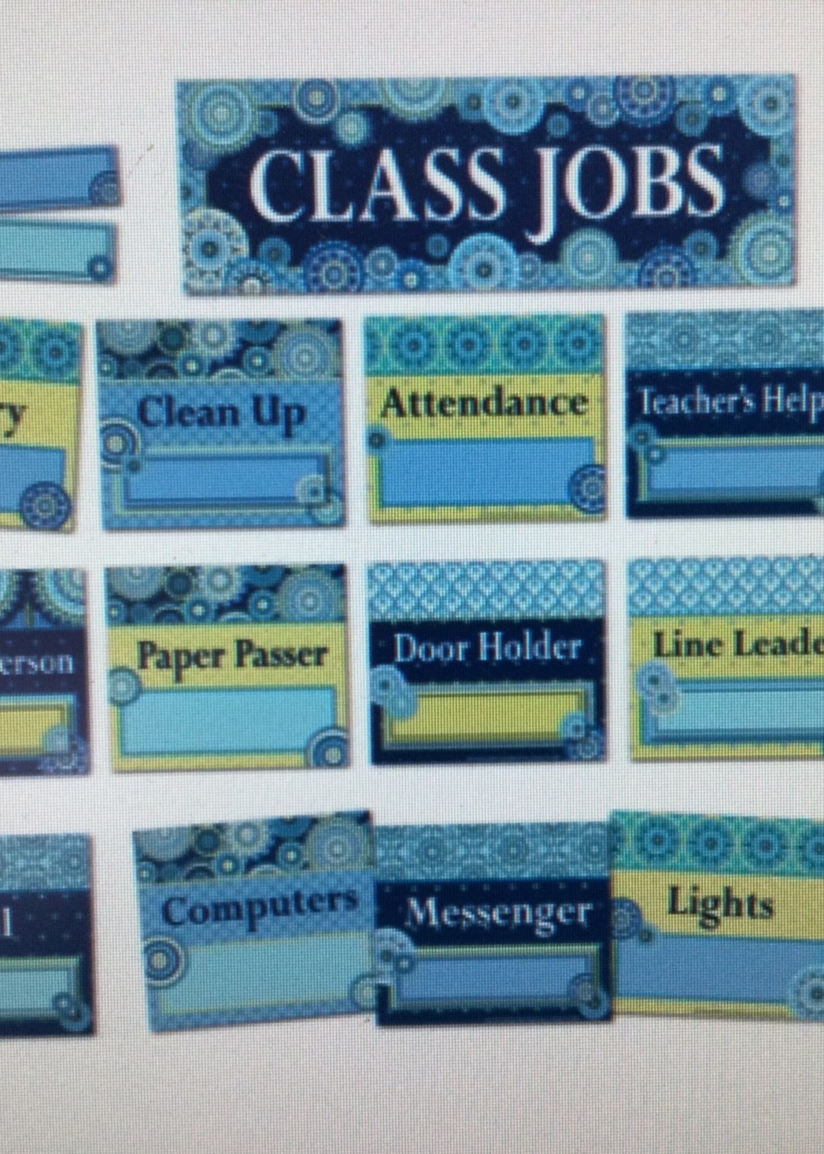 Blue Harmony Class Jobs Mini Bulletin Board