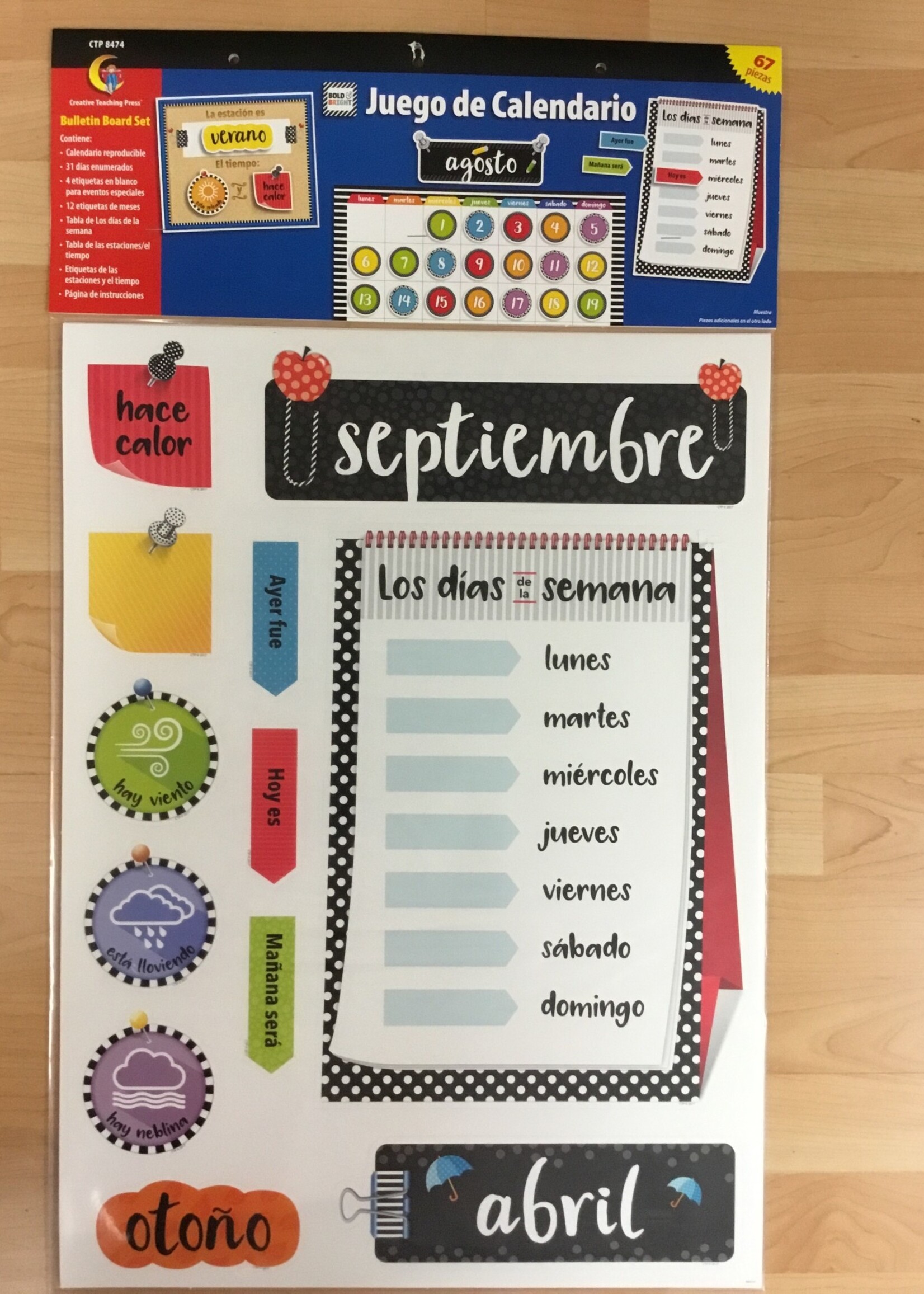 Bold & Bright Spanish Calendar Bulletin Board