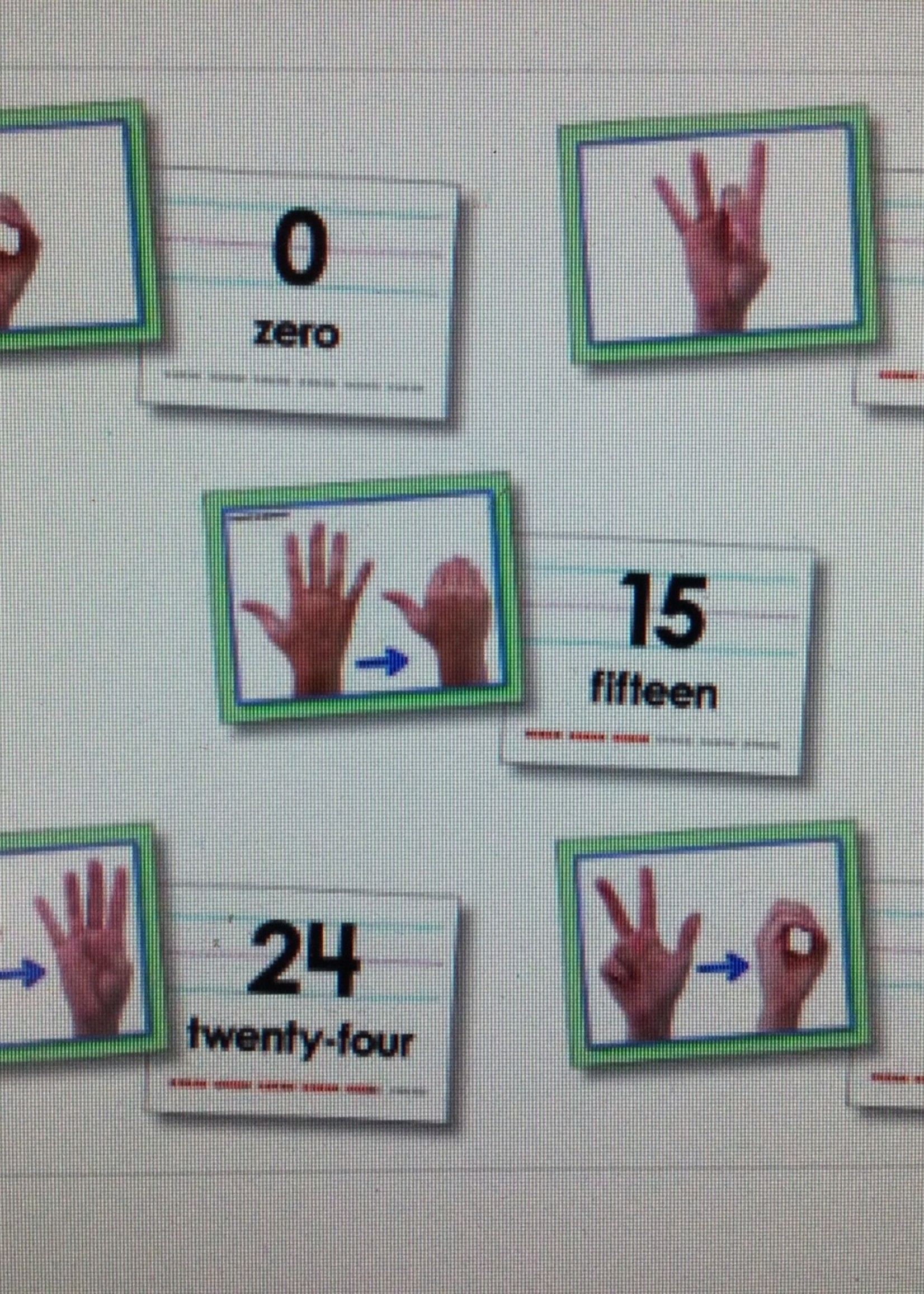 Sign Language Number Cards 0-30