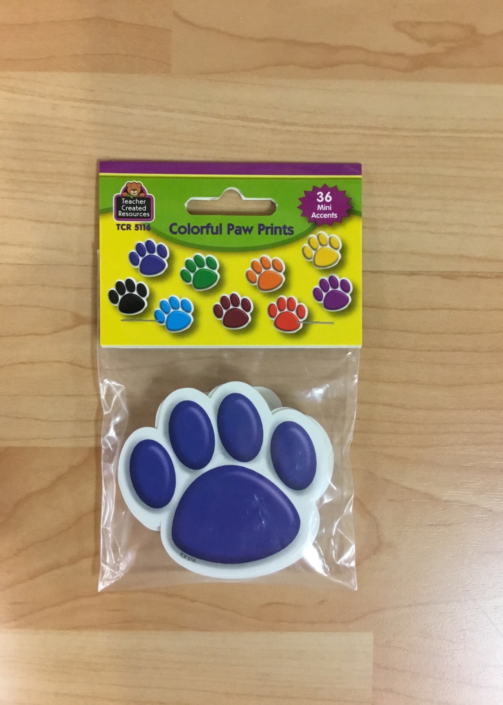 Assorted Colorful Paw Print Mini Cutouts 36pc