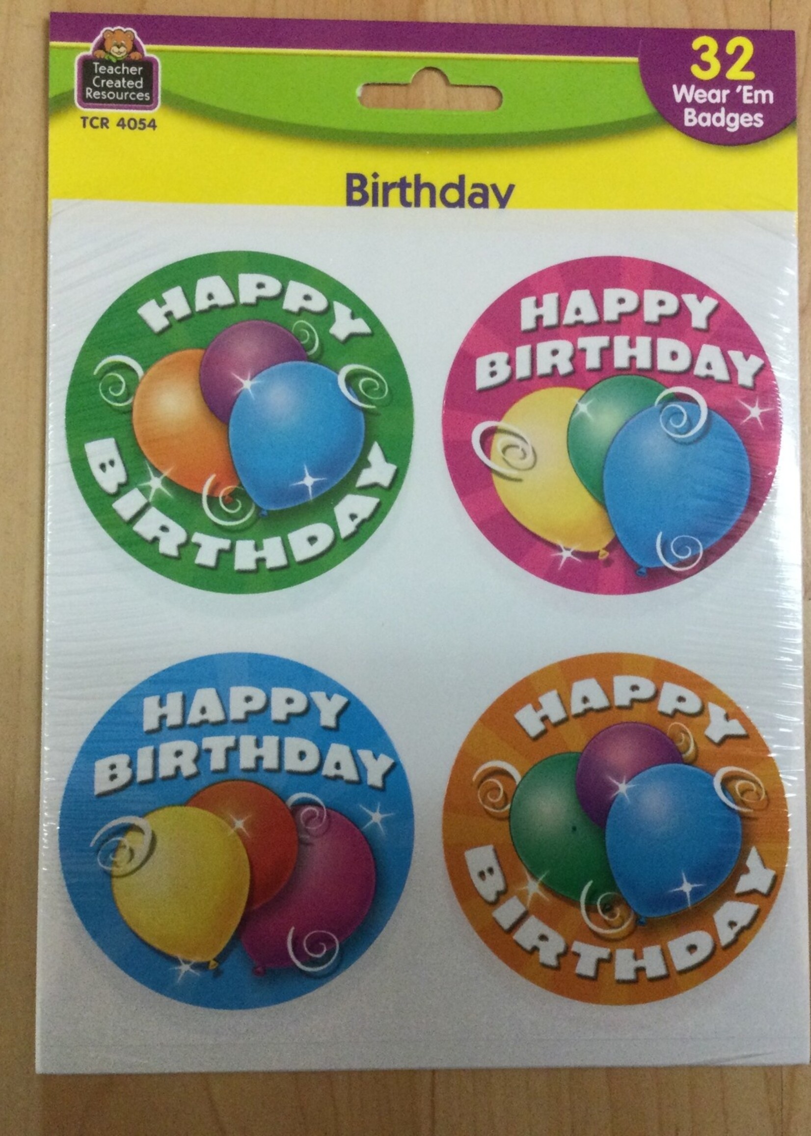 Balloon Birthday Badges 32pc
