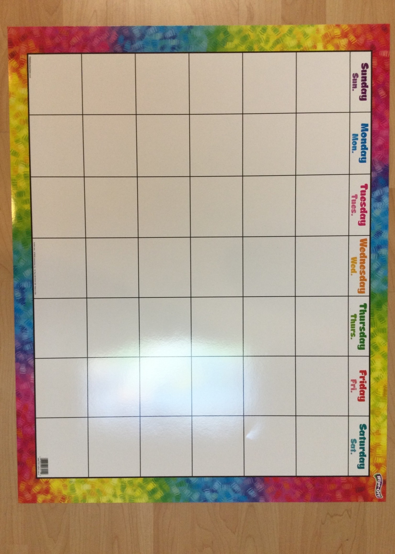 Colorful Brush Strokes Wipe-Off Calendar Chart 28" x 22"