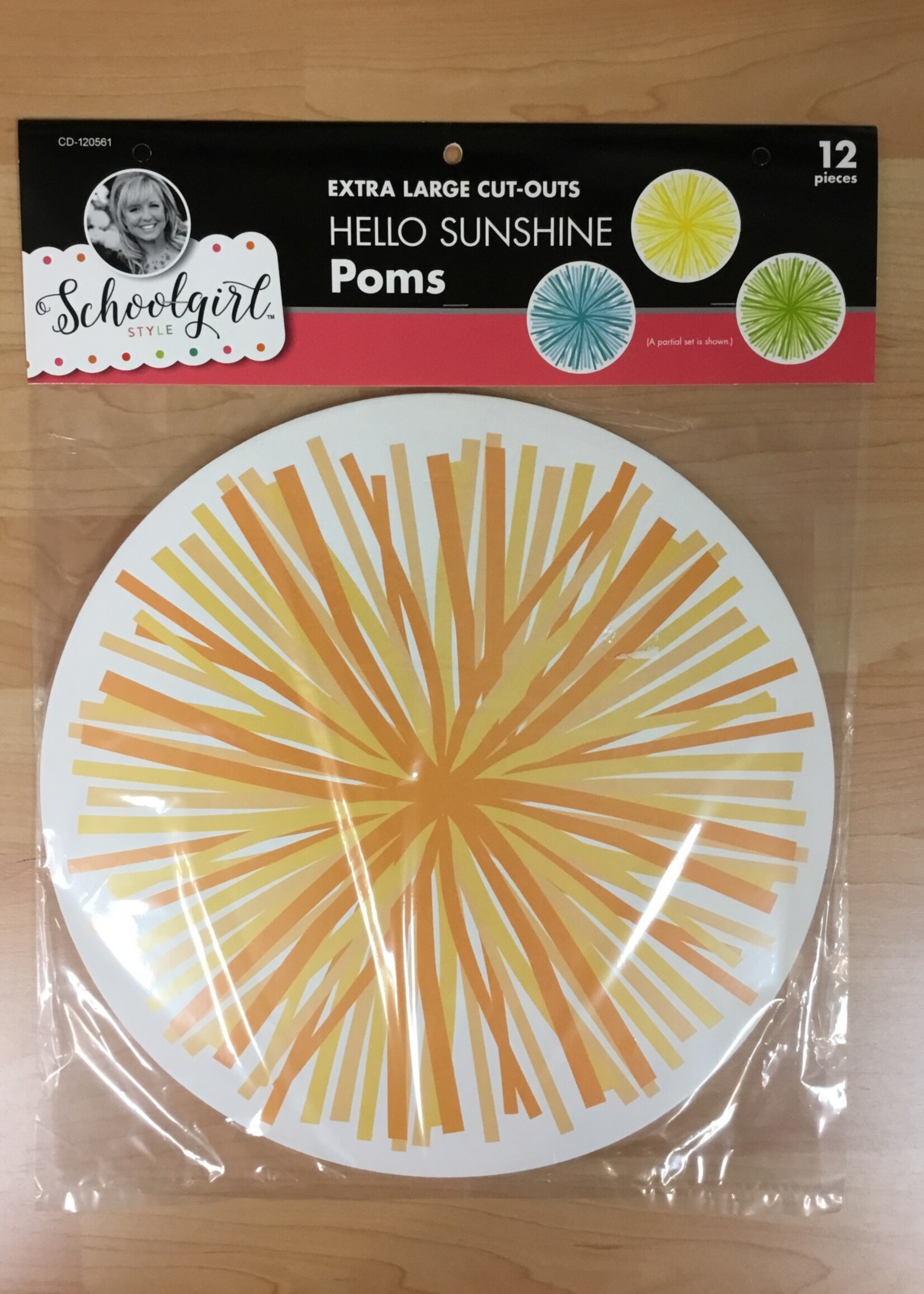 Schoolgirl Style XL Hello Sunshine Poms Cutouts 12pc