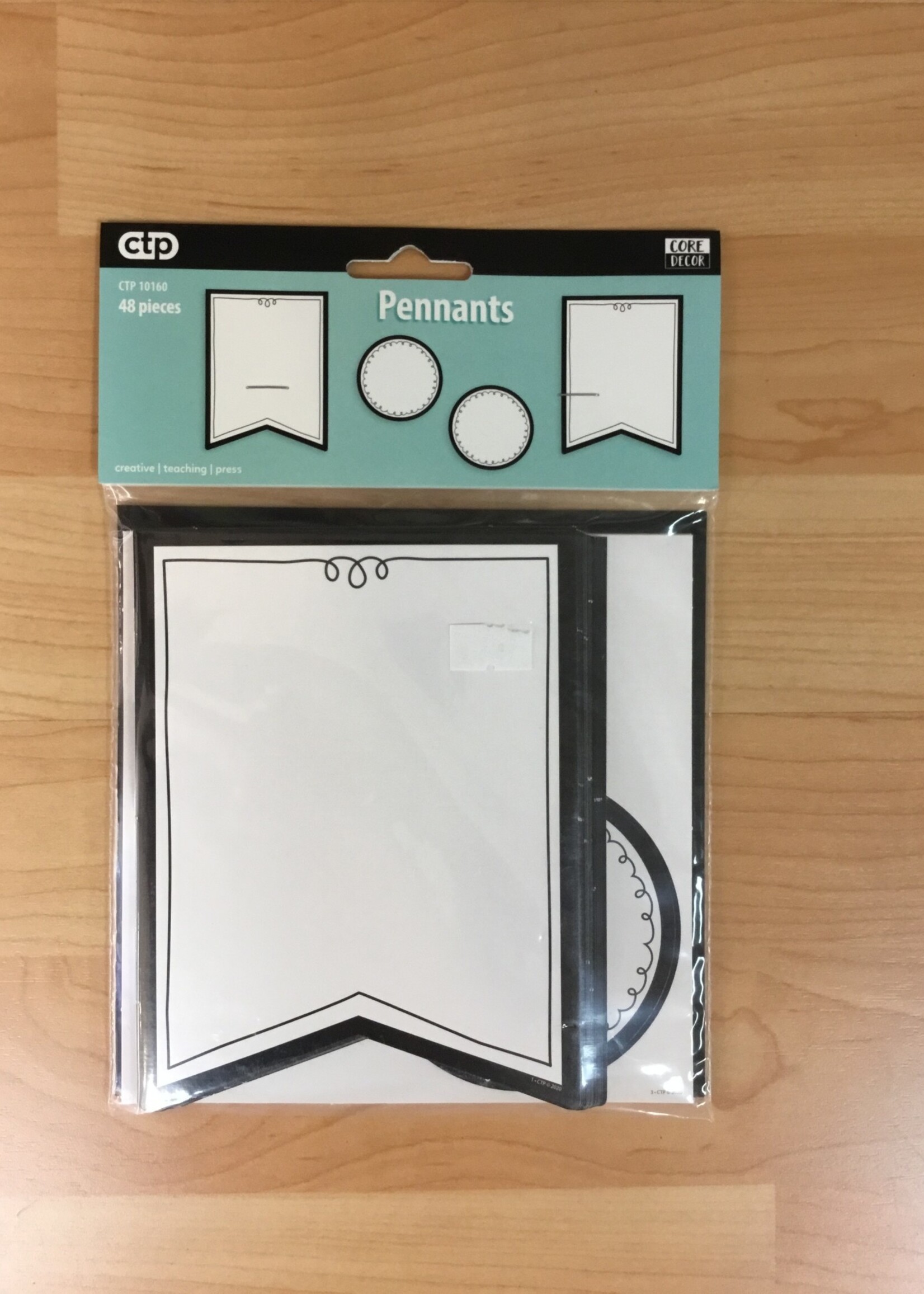 Core Decor Black & White Pennants Cutouts 48pc