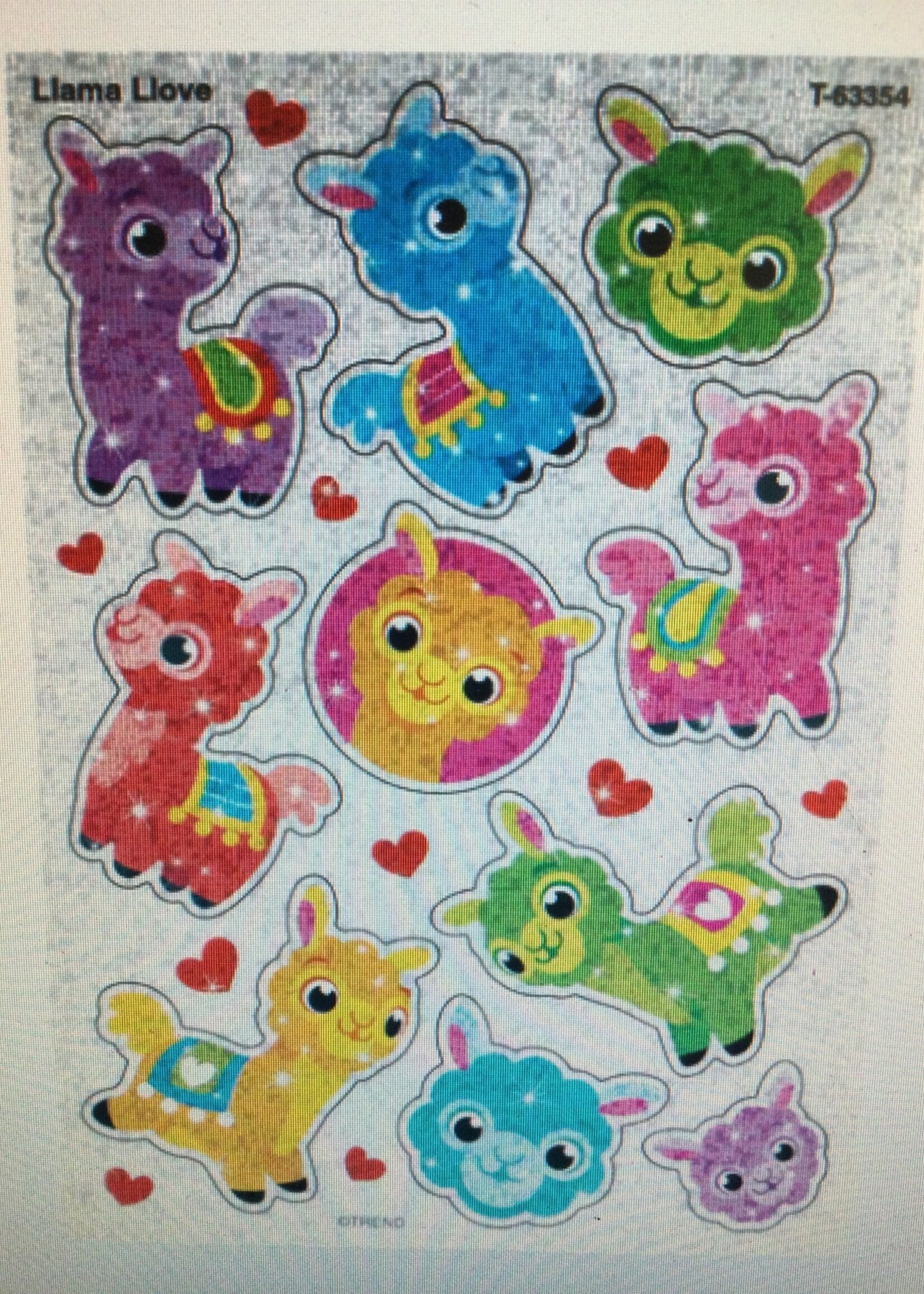 Llama Love Sparkle Stickers 2 sheets
