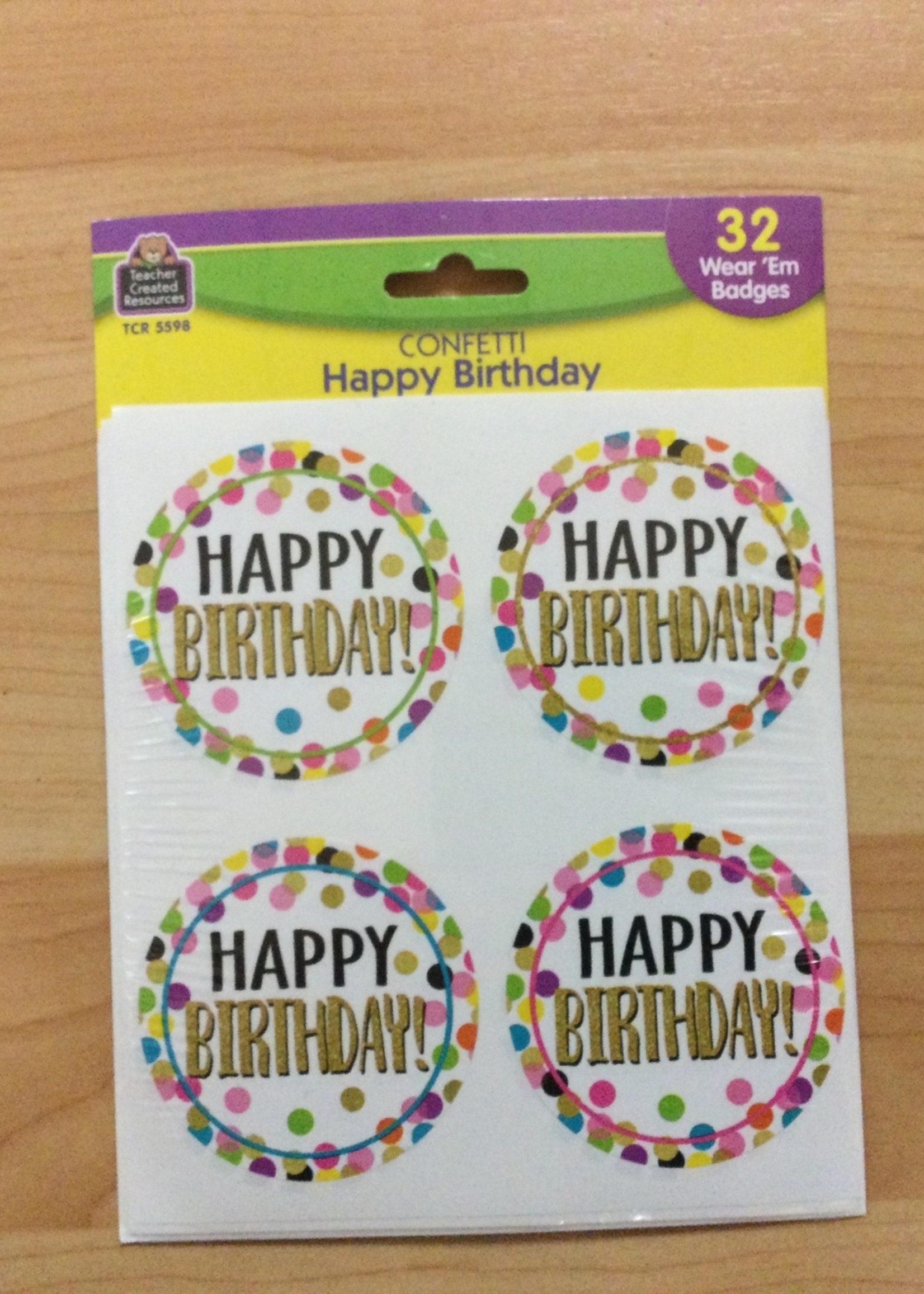 Confetti Happy Birthday Badges 32pc