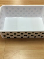 Lg Black Polka Dots on White Bin