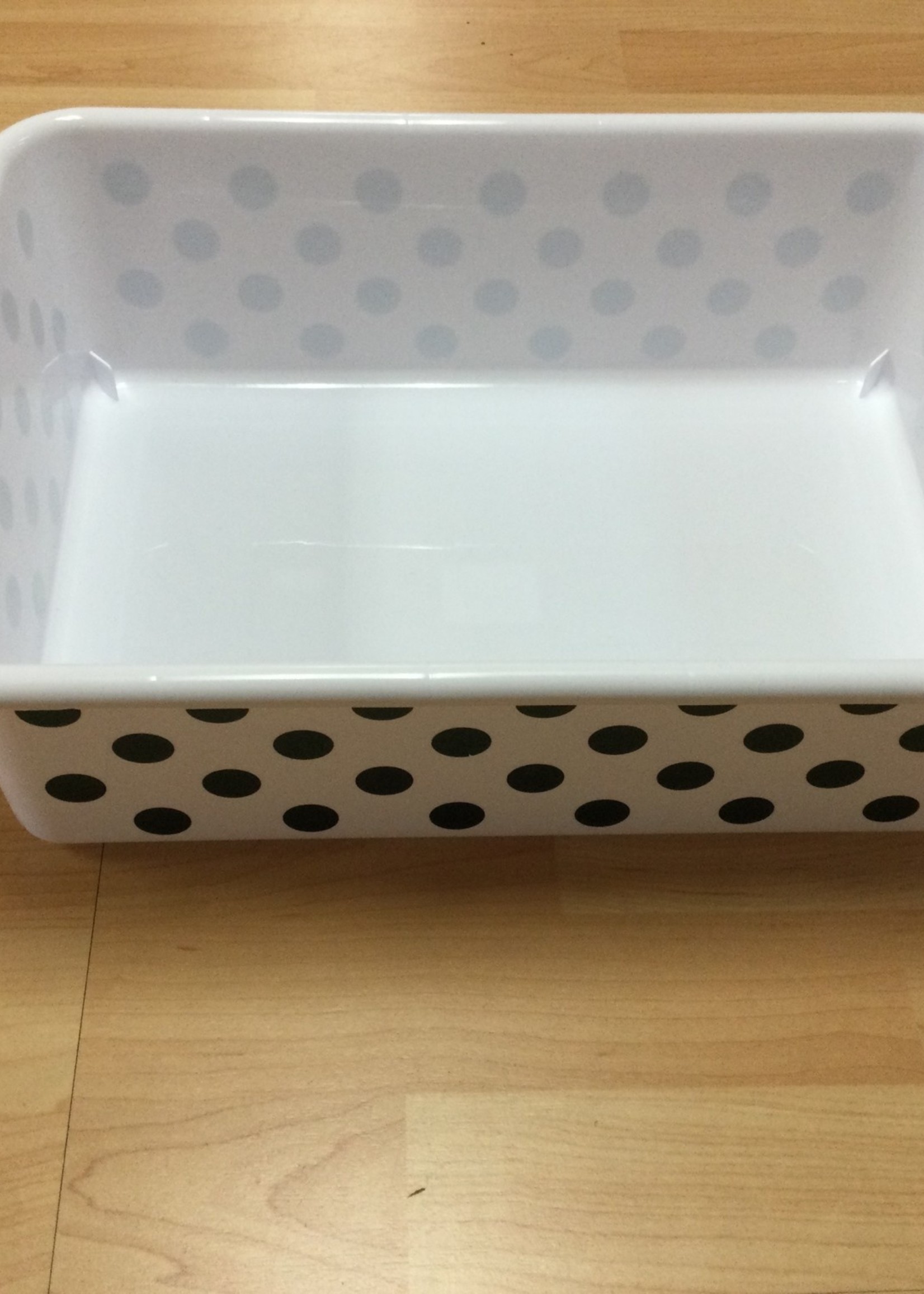 Lg Black Polka Dots on White Bin