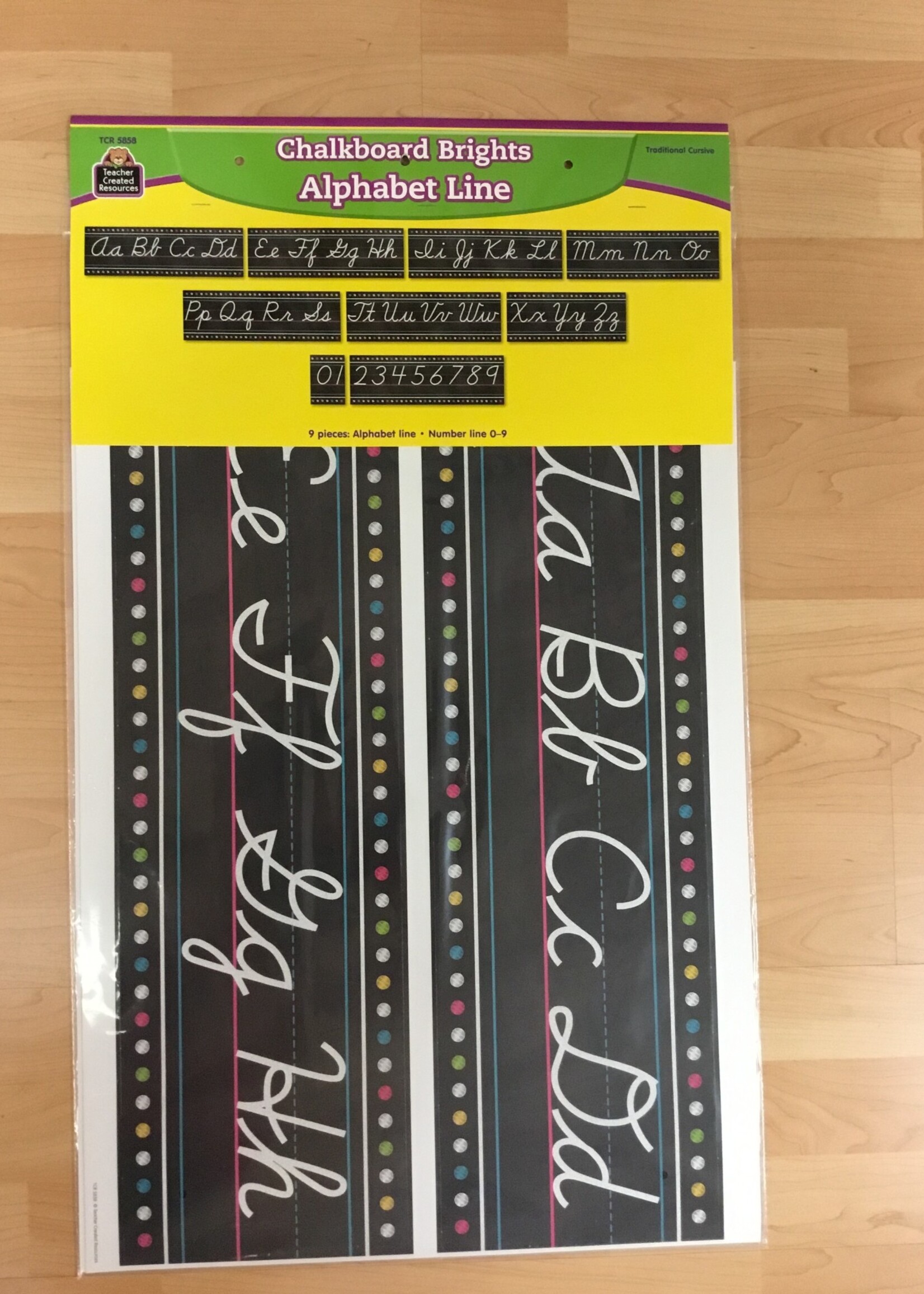 Chalkboard Brights Cursive Alphabet Bulletin Board