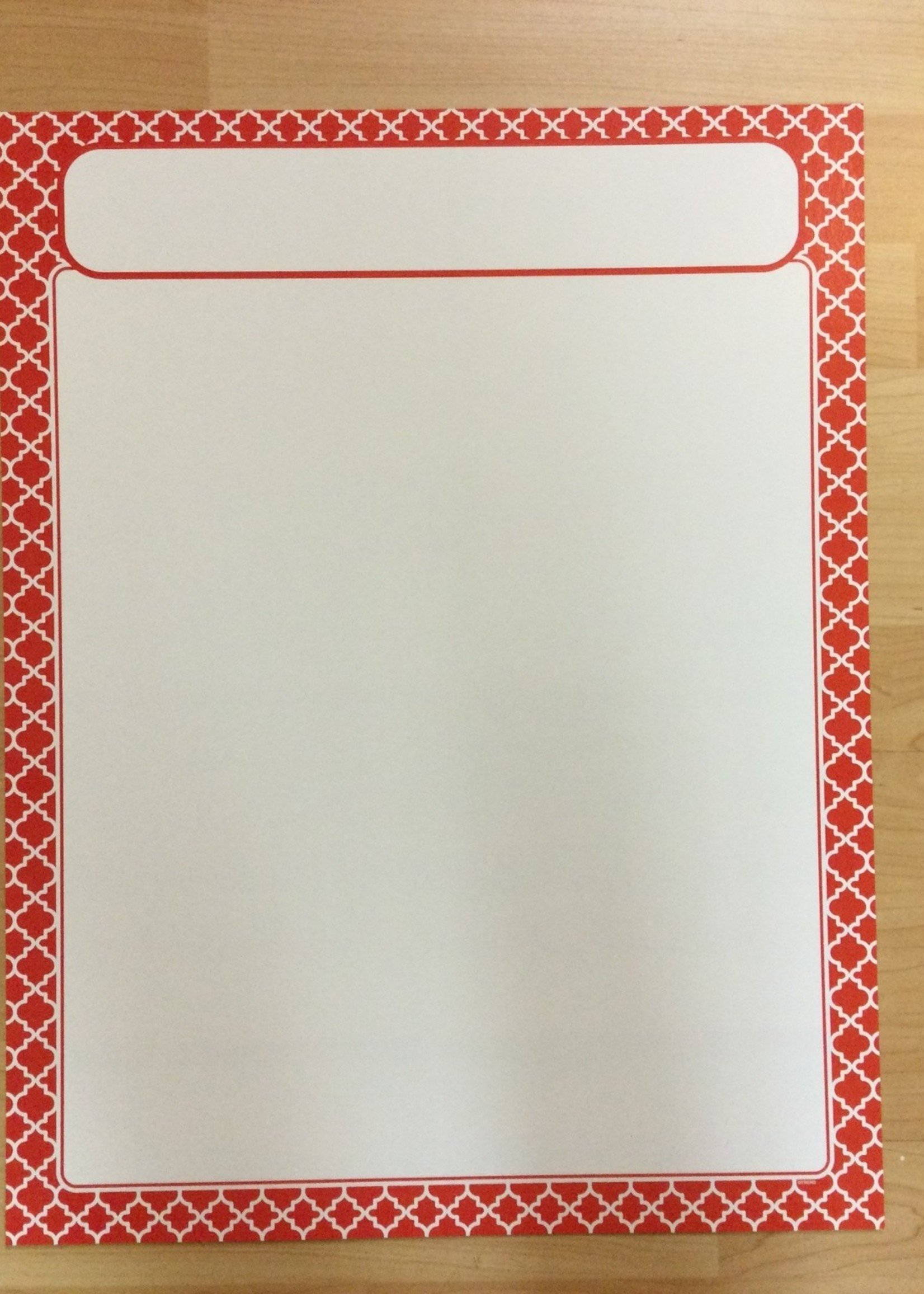 Red Moroccan Blank Chart