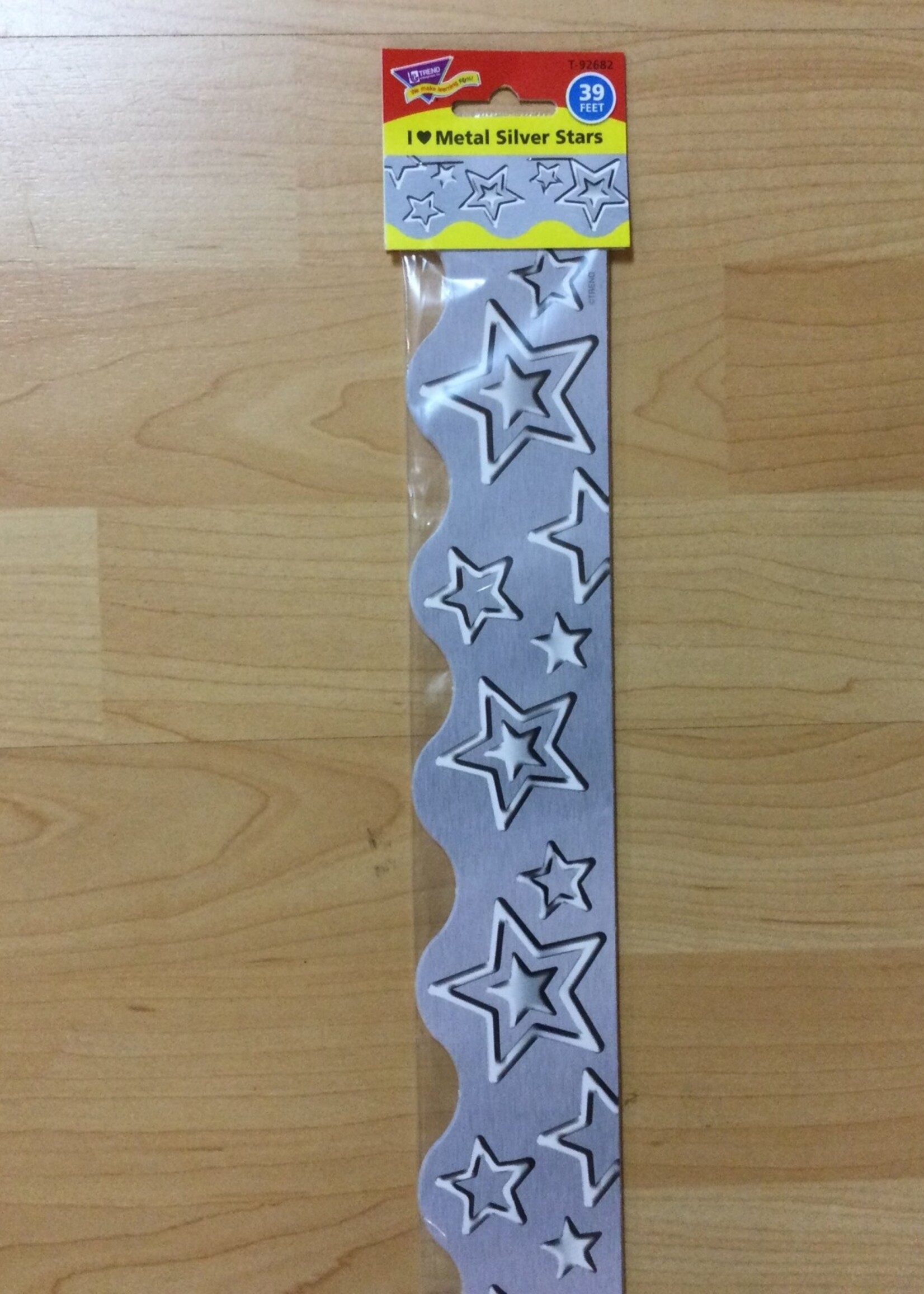 I Love Metal Silver Stars Border