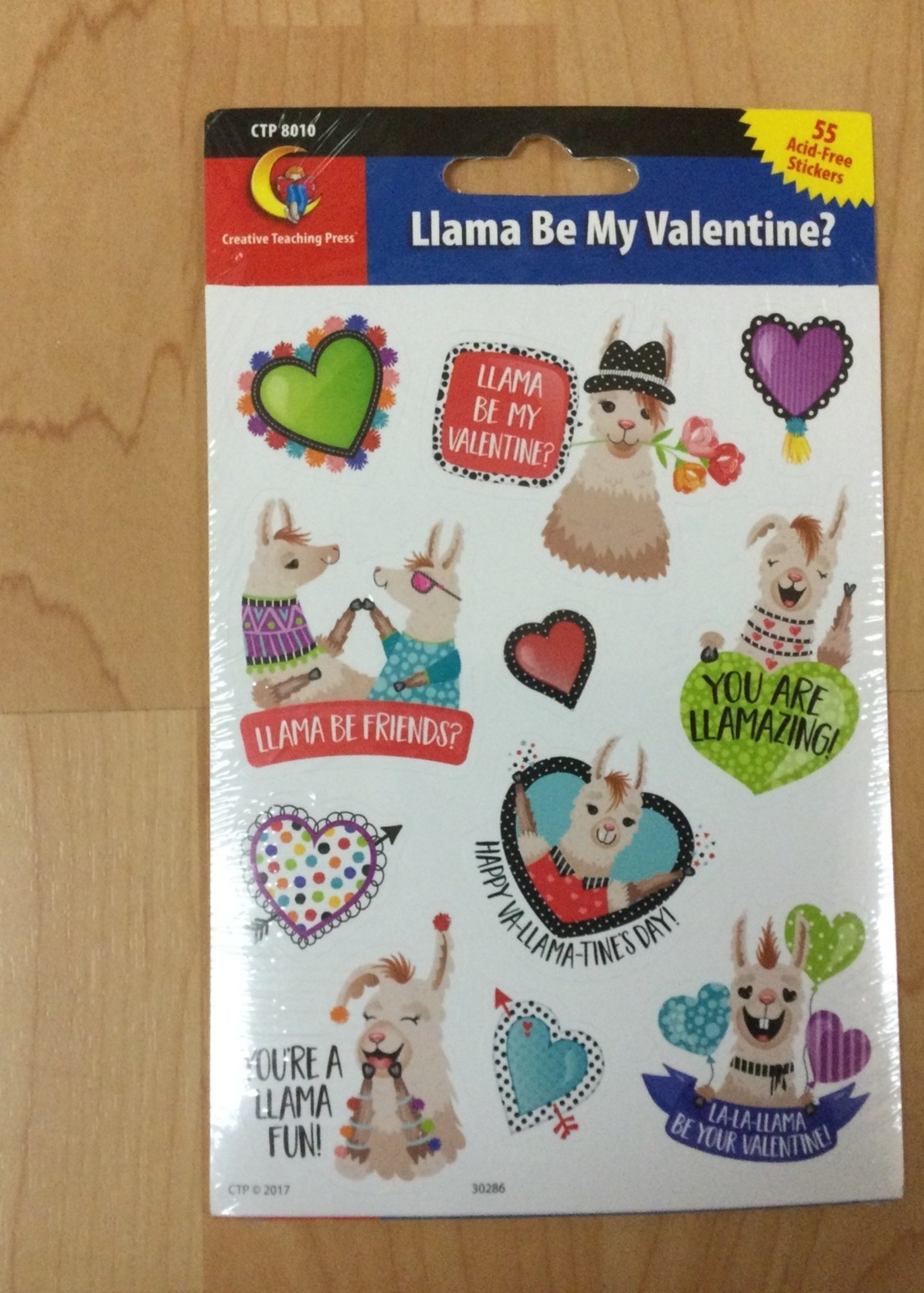 Llama Be My Valentine Stickers