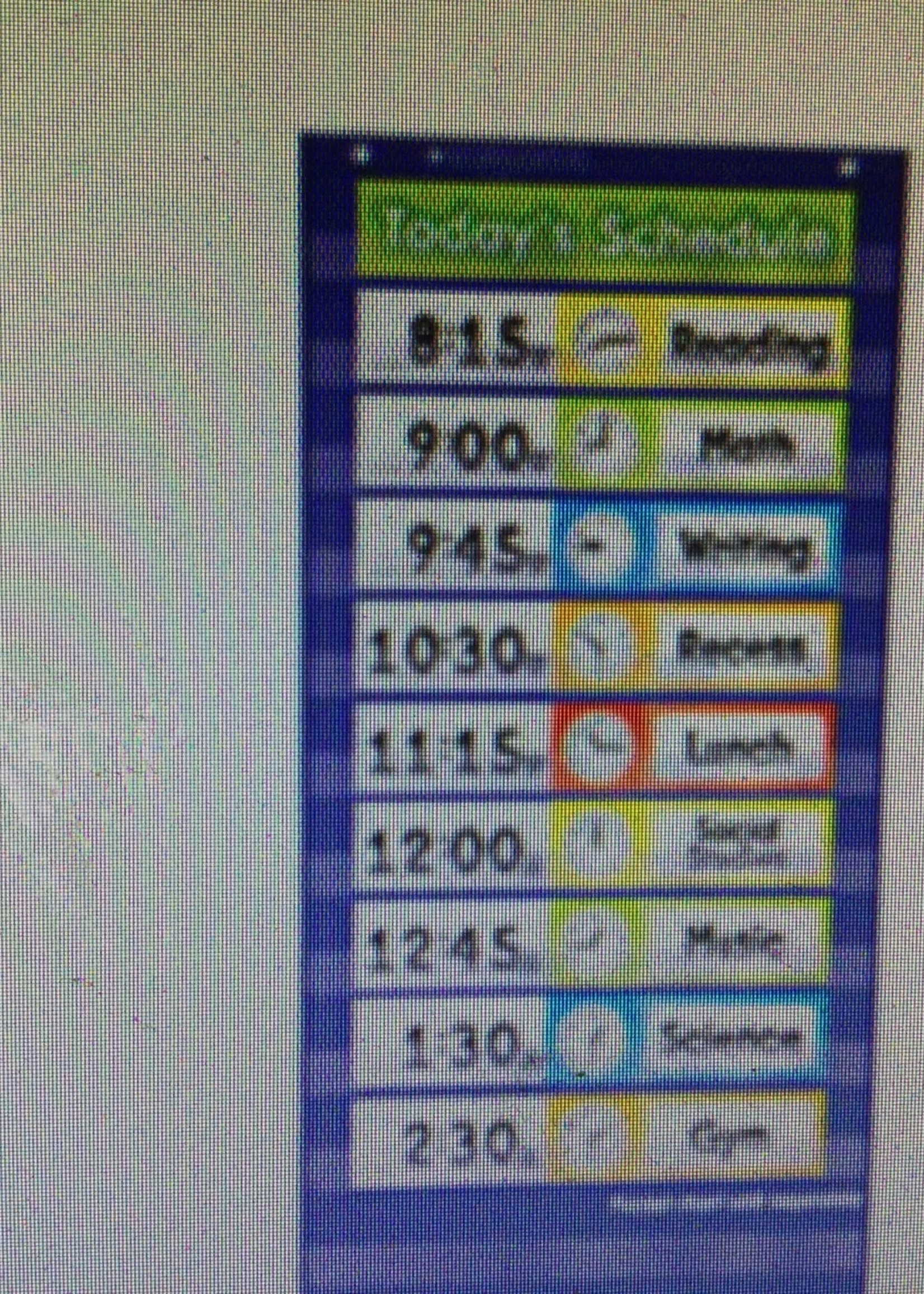 Schedule Cards for Pocket Charts 24pc