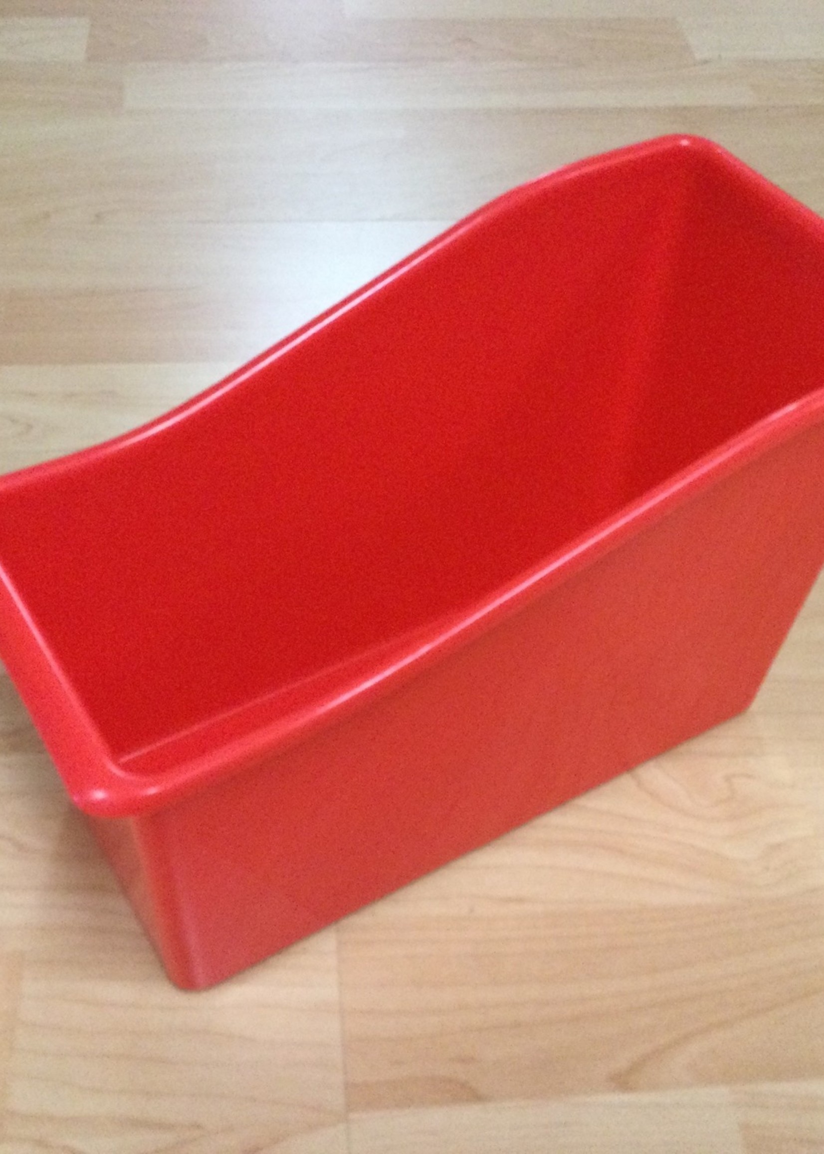 Red Plastic Book Bin