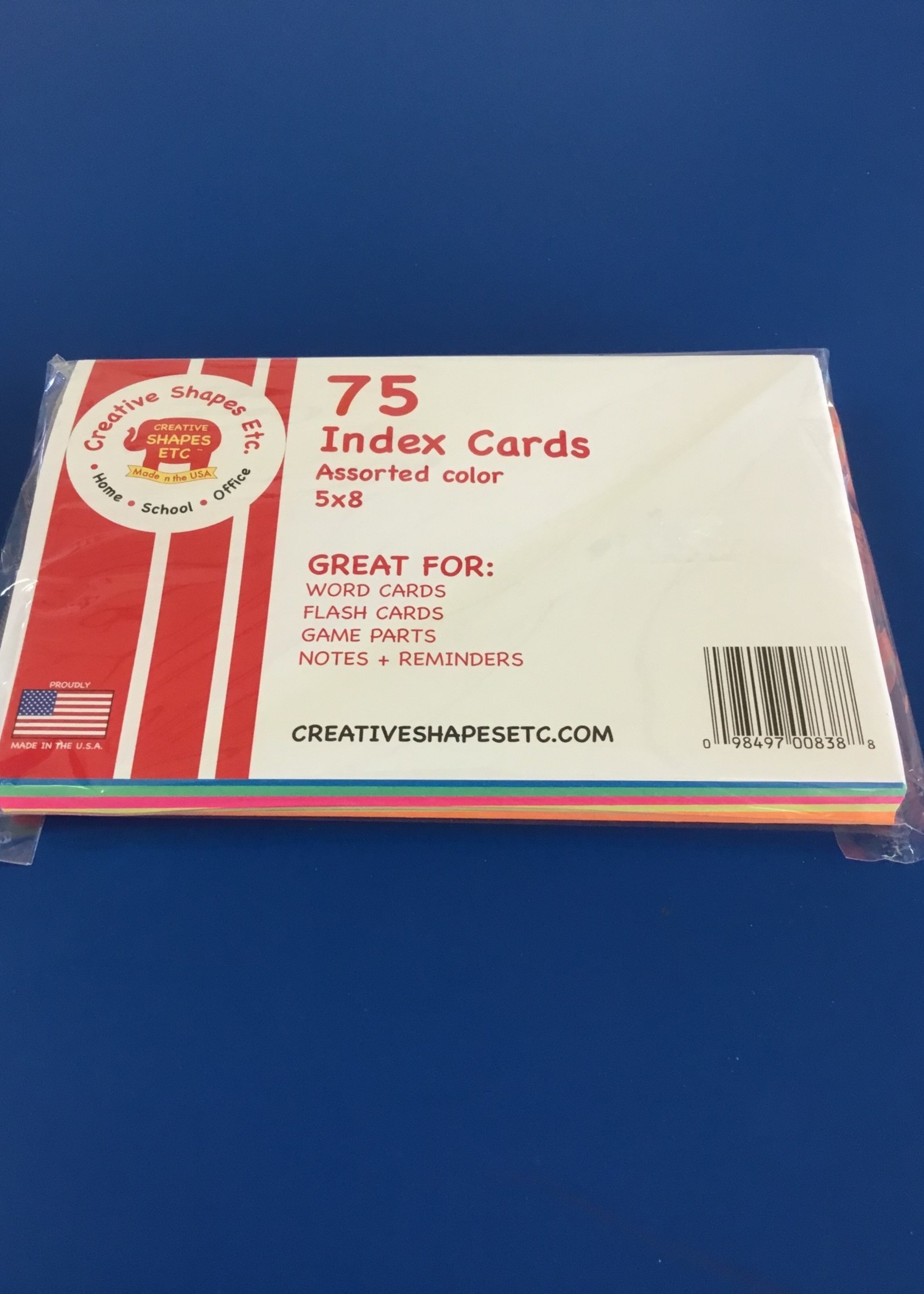 5" x 8" Assorted Color Index Cards 75pc