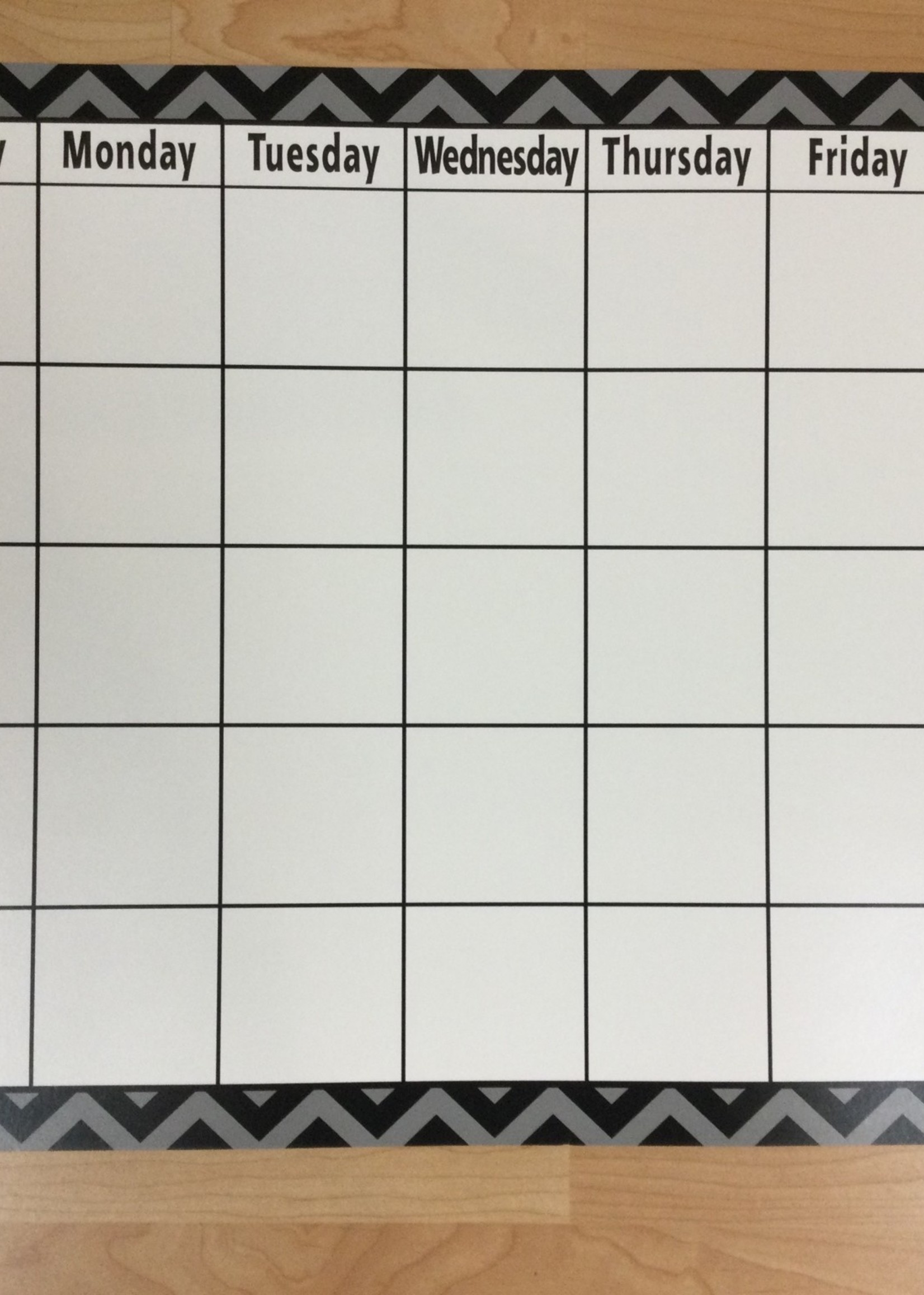 Black Chevron Calendar Chart 22"x 17"